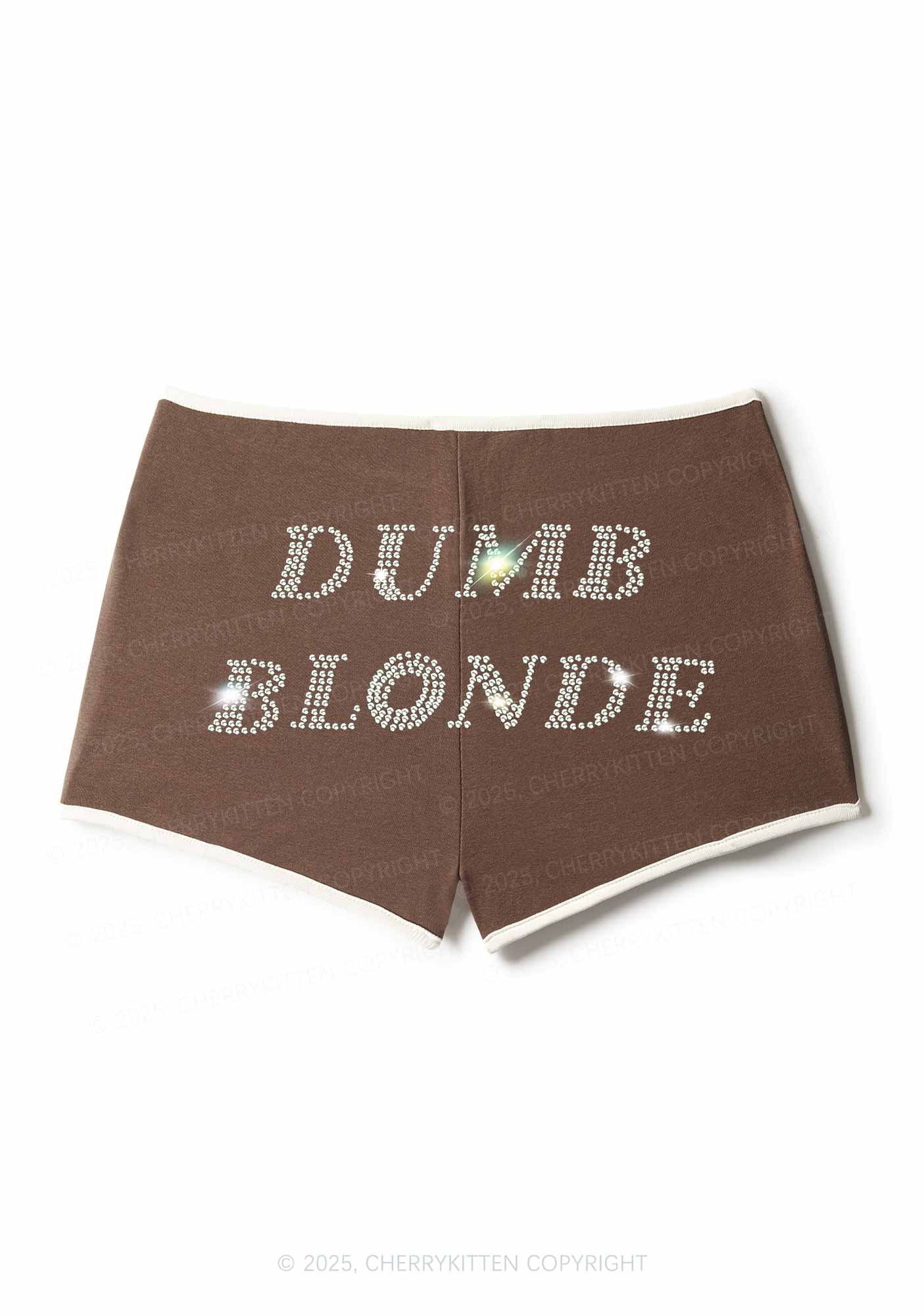 Rhinestone Dumb Blonde Y2K Booty Shorts Cherrykitten - Image 5