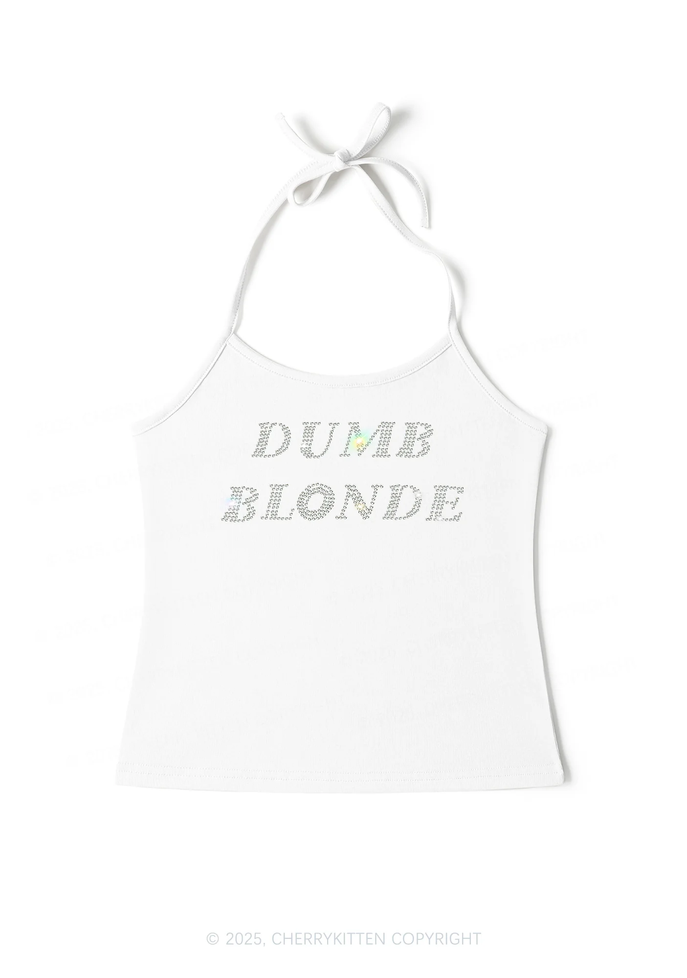 Rhinestone Dumb Blonde Y2K Halter Neck Cami Cherrykitten - Image 2
