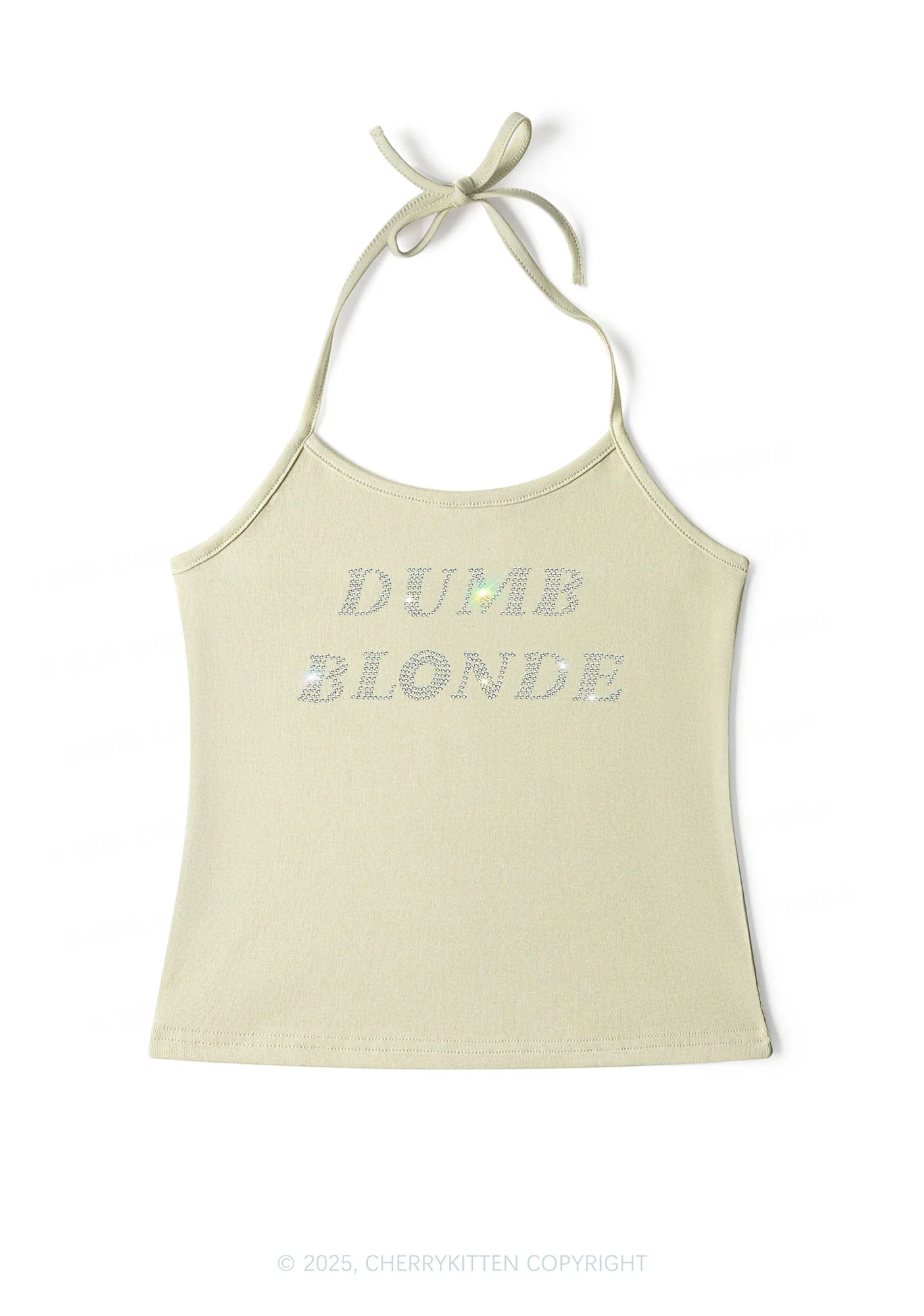 Rhinestone Dumb Blonde Y2K Halter Neck Cami Cherrykitten - Image 5