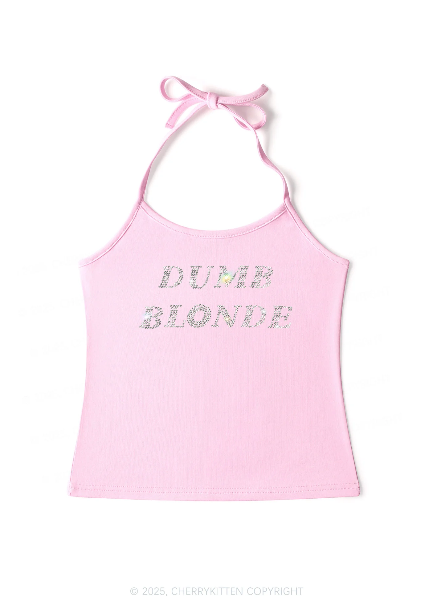 Rhinestone Dumb Blonde Y2K Halter Neck Cami Cherrykitten - Image 6