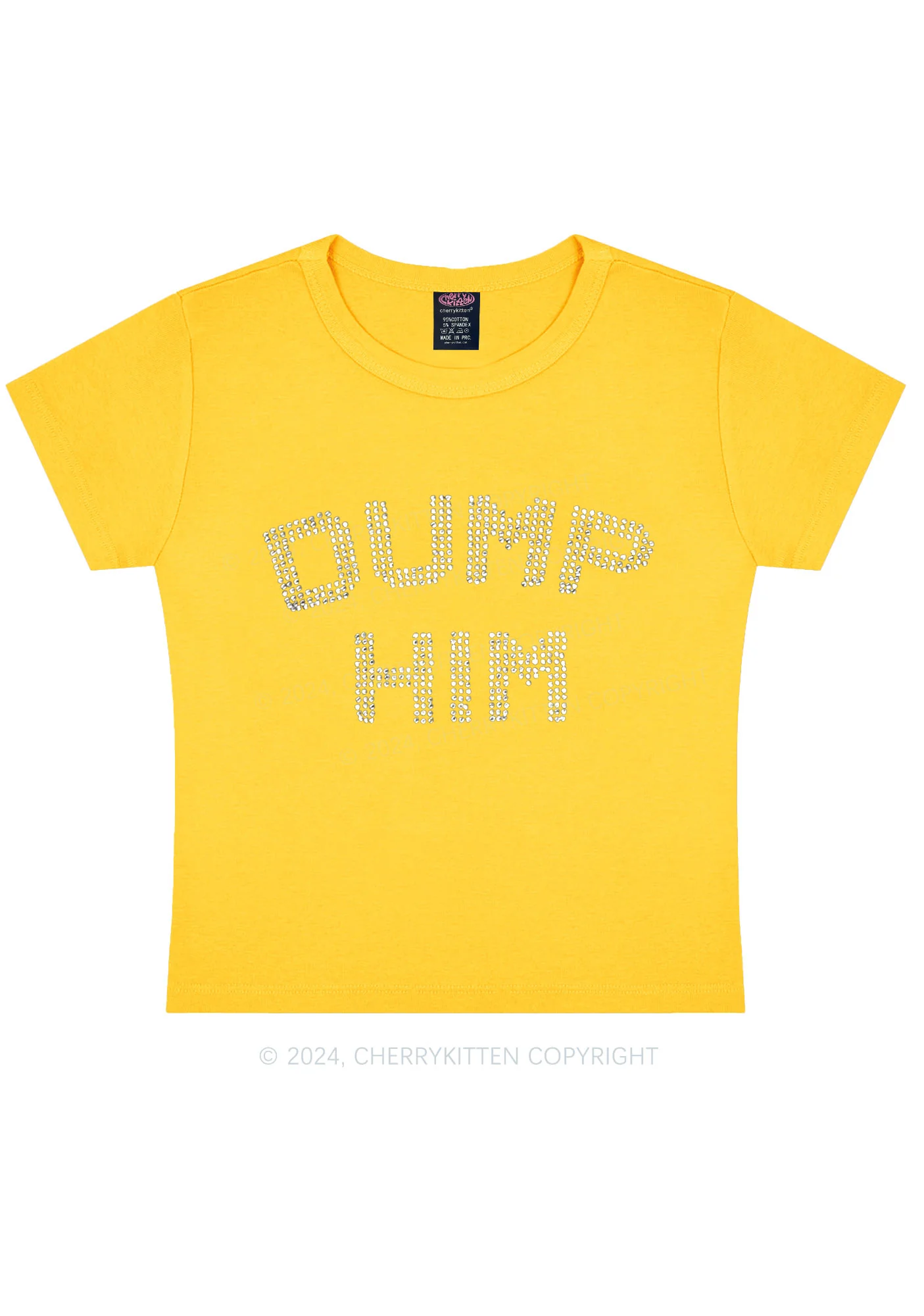 Rhinestone Dump Him Y2K Baby Tee Cherrykitten - Image 10
