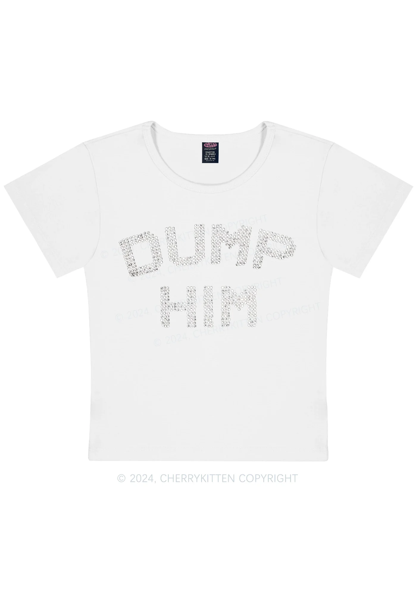 Rhinestone Dump Him Y2K Baby Tee Cherrykitten - Image 11