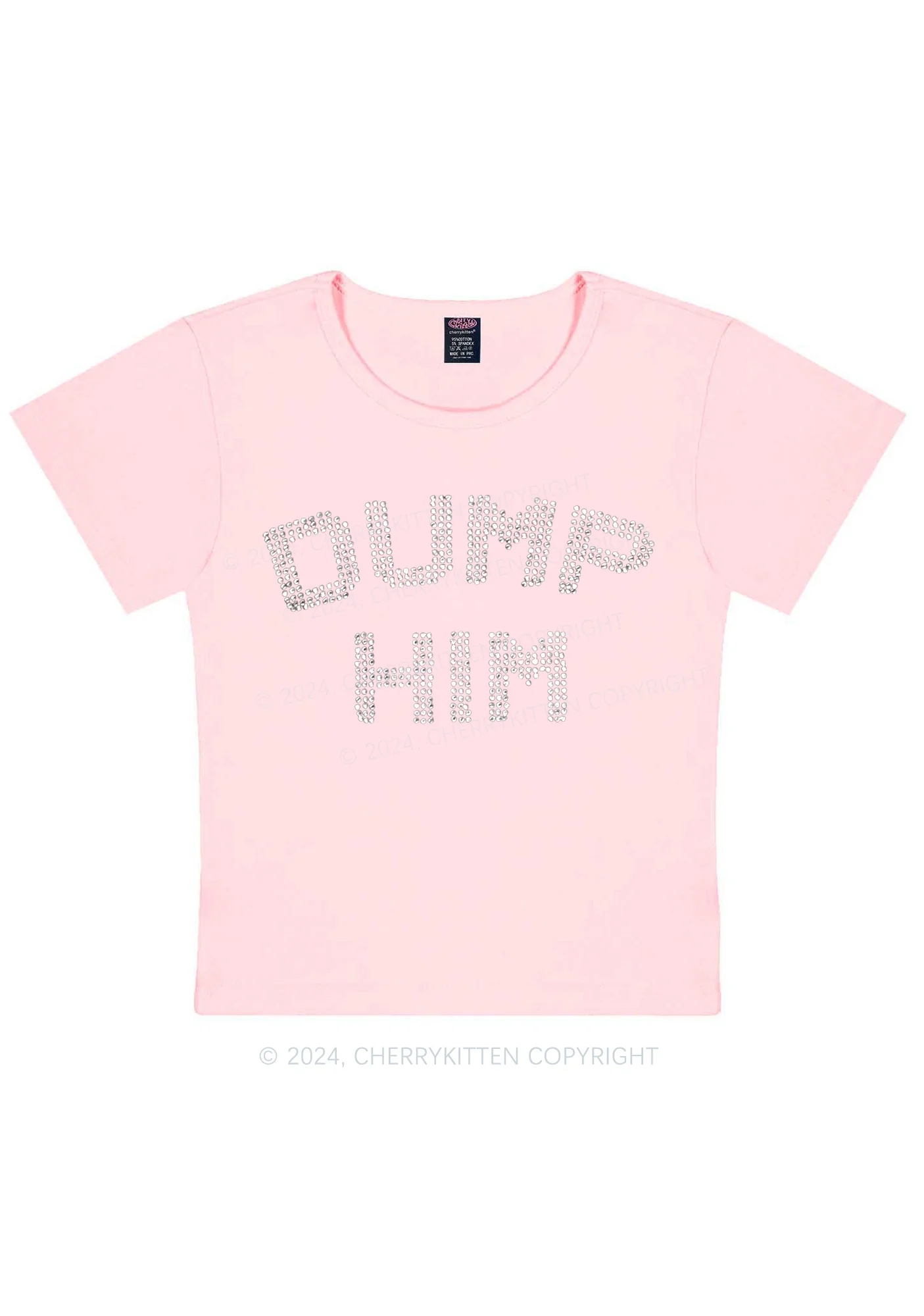 Rhinestone Dump Him Y2K Baby Tee Cherrykitten - Image 13