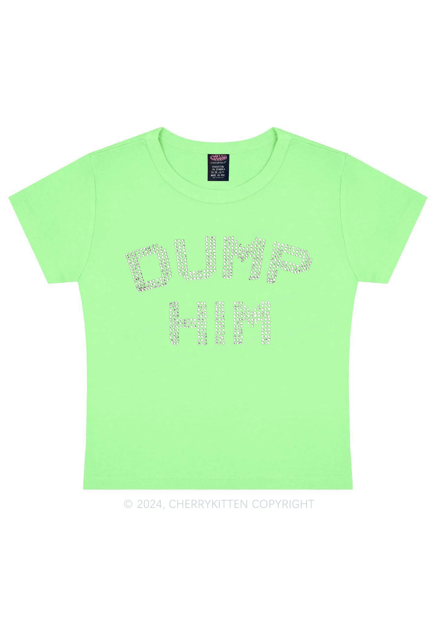 Rhinestone Dump Him Y2K Baby Tee Cherrykitten - Image 14