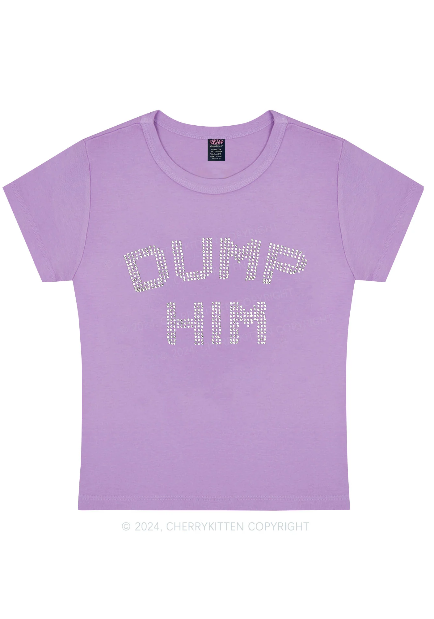 Rhinestone Dump Him Y2K Baby Tee Cherrykitten - Image 9