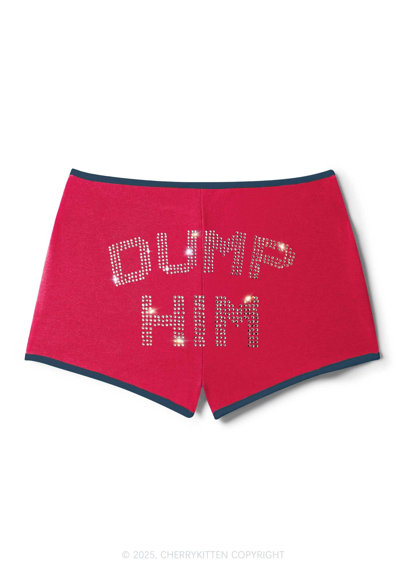 Rhinestone Dump Him Y2K Booty Shorts Cherrykitten - Image 3
