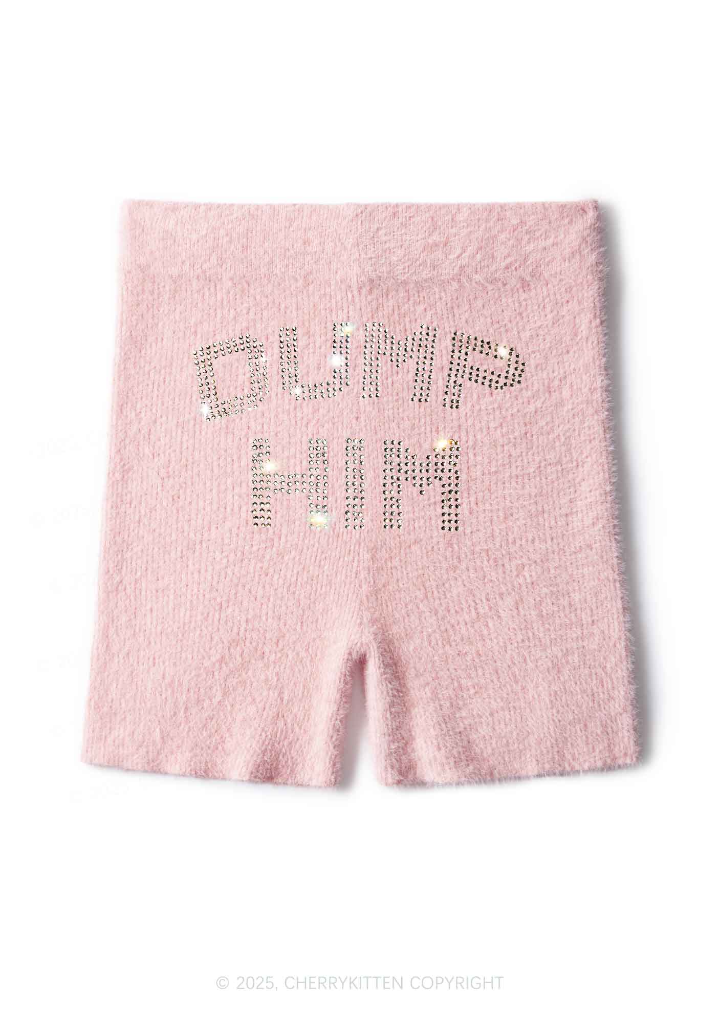 Rhinestone Dump Him Y2K Fluffy Shorts Cherrykitten - Image 2