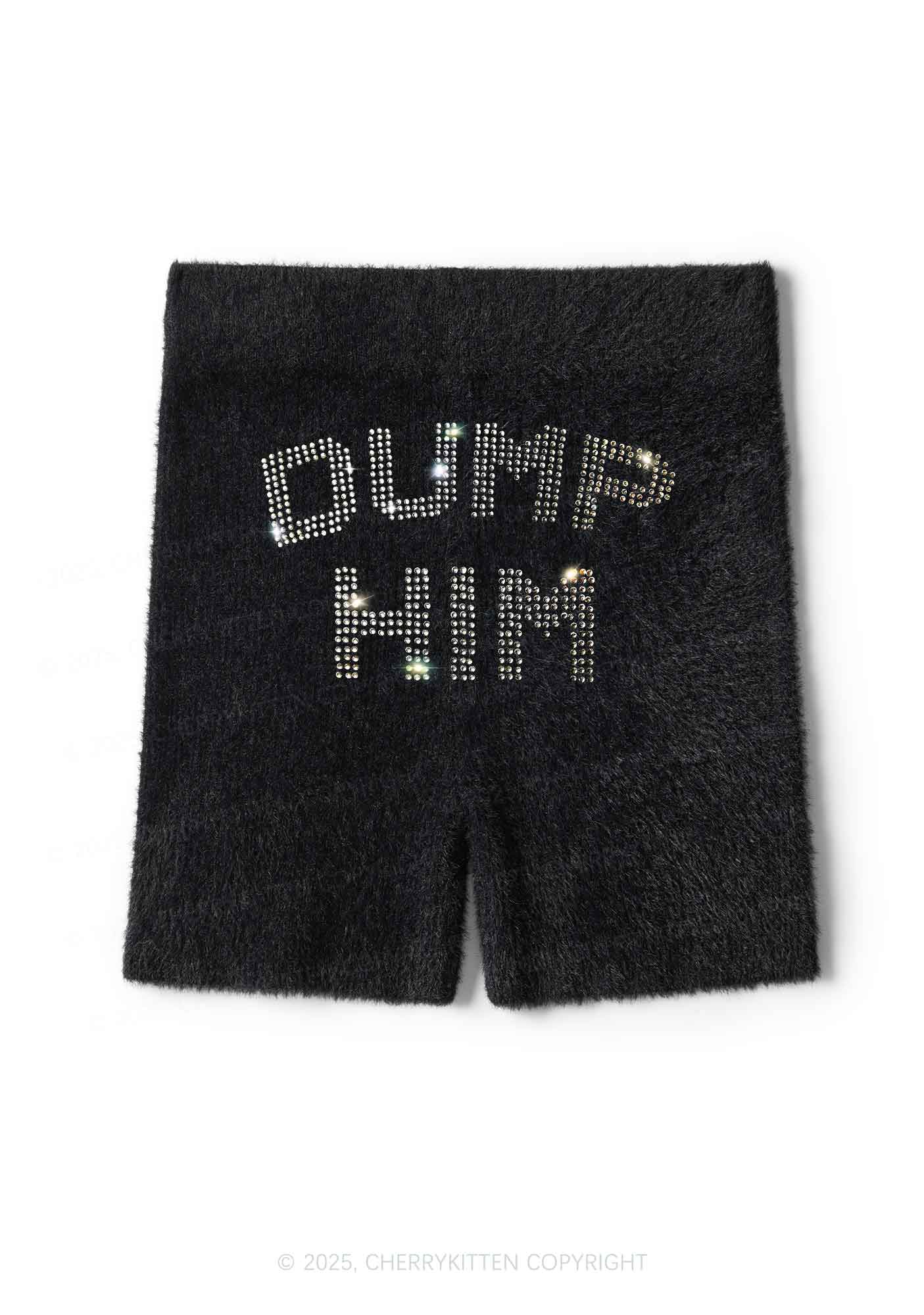 Rhinestone Dump Him Y2K Fluffy Shorts Cherrykitten - Image 3