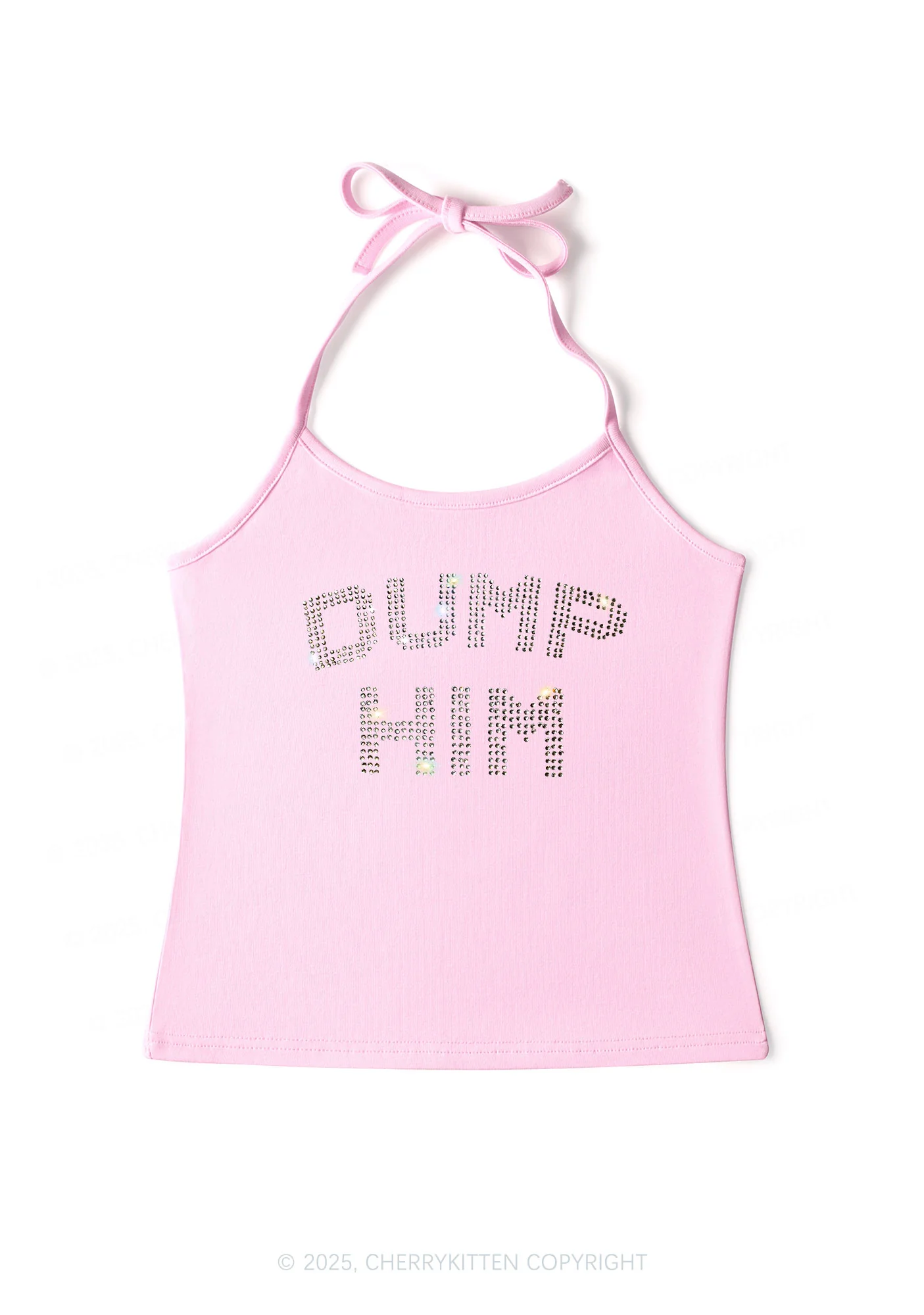 Rhinestone Dump Him Y2K Halter Neck Cami Cherrykitten - Image 3