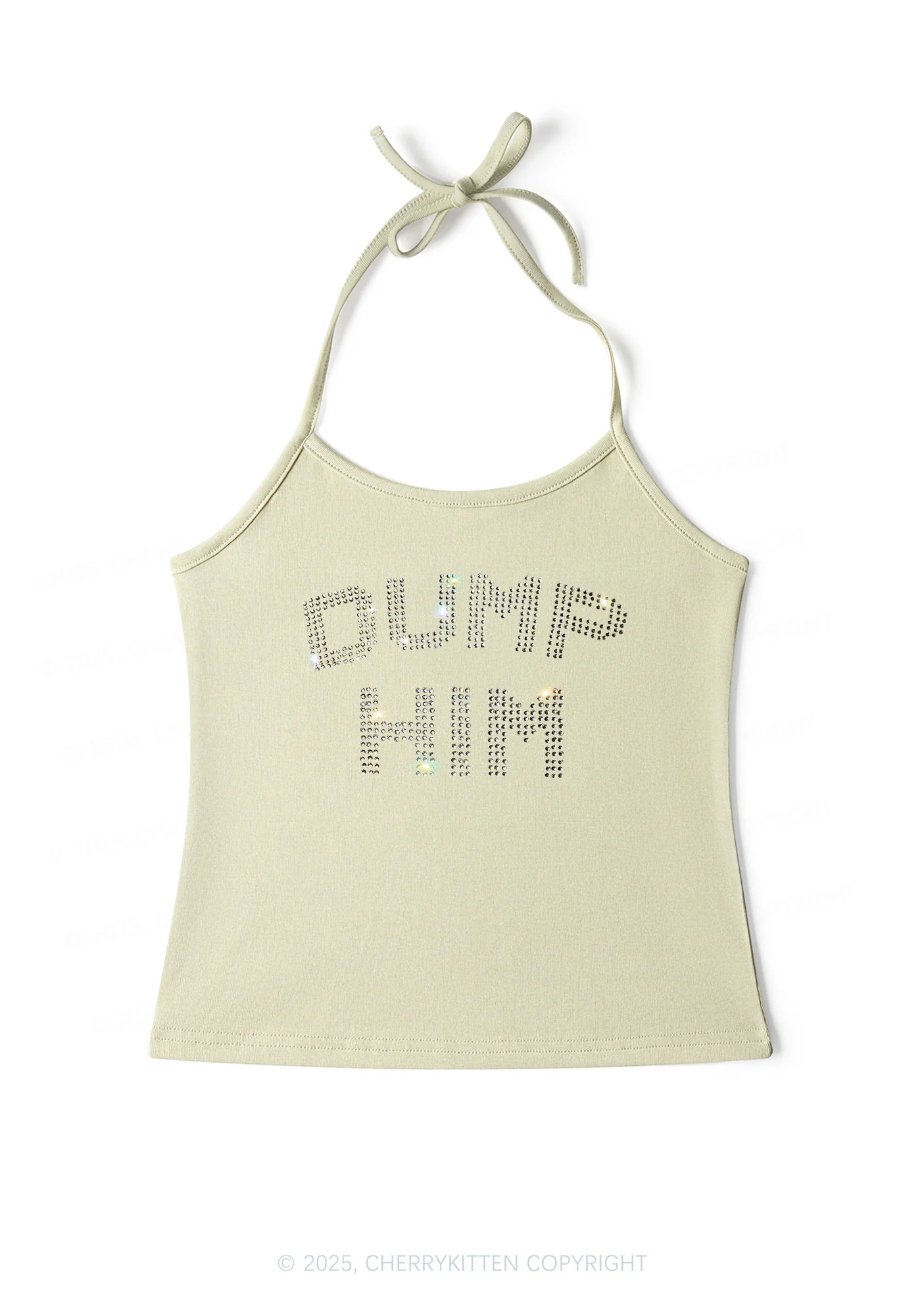 Rhinestone Dump Him Y2K Halter Neck Cami Cherrykitten - Image 4