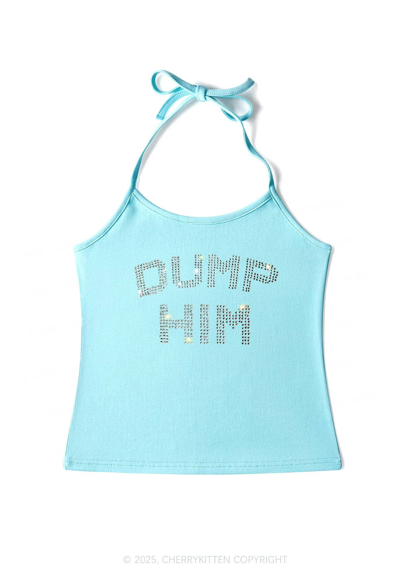 Rhinestone Dump Him Y2K Halter Neck Cami Cherrykitten - Image 5
