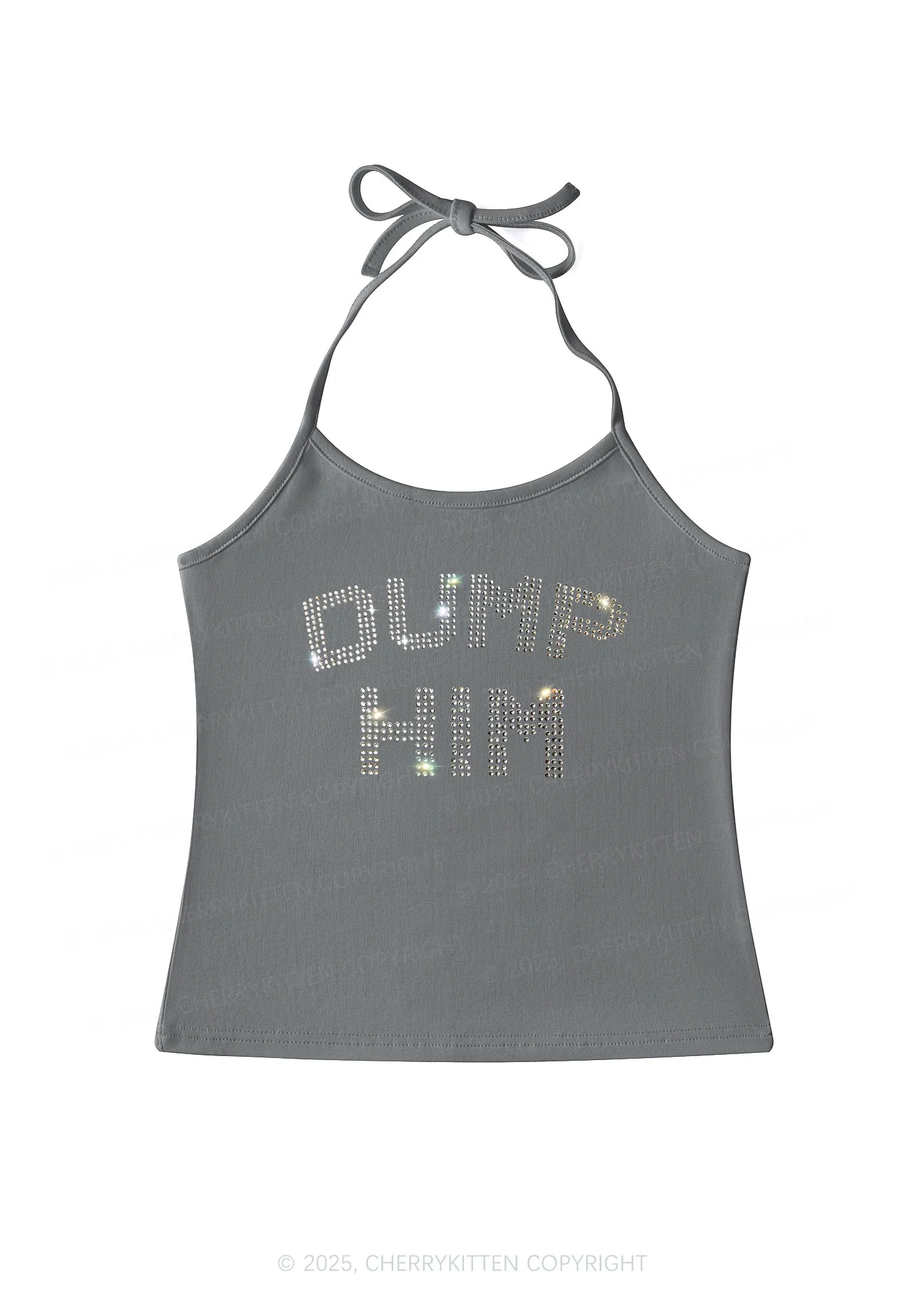 Rhinestone Dump Him Y2K Halter Neck Cami Cherrykitten - Image 6