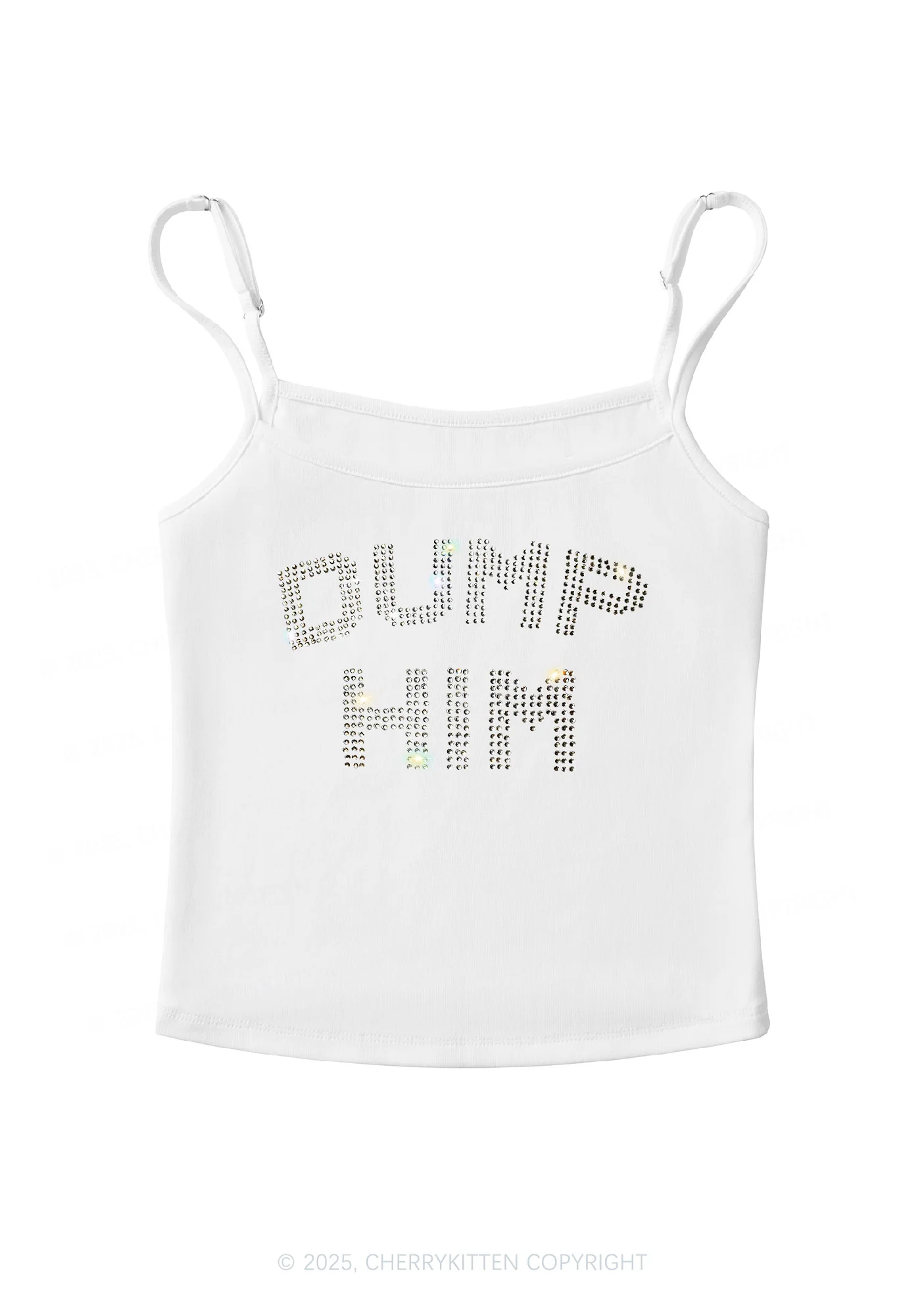 Rhinestone Dump Him Y2K Spaghetti Strap Cami Cherrykitten - Image 4