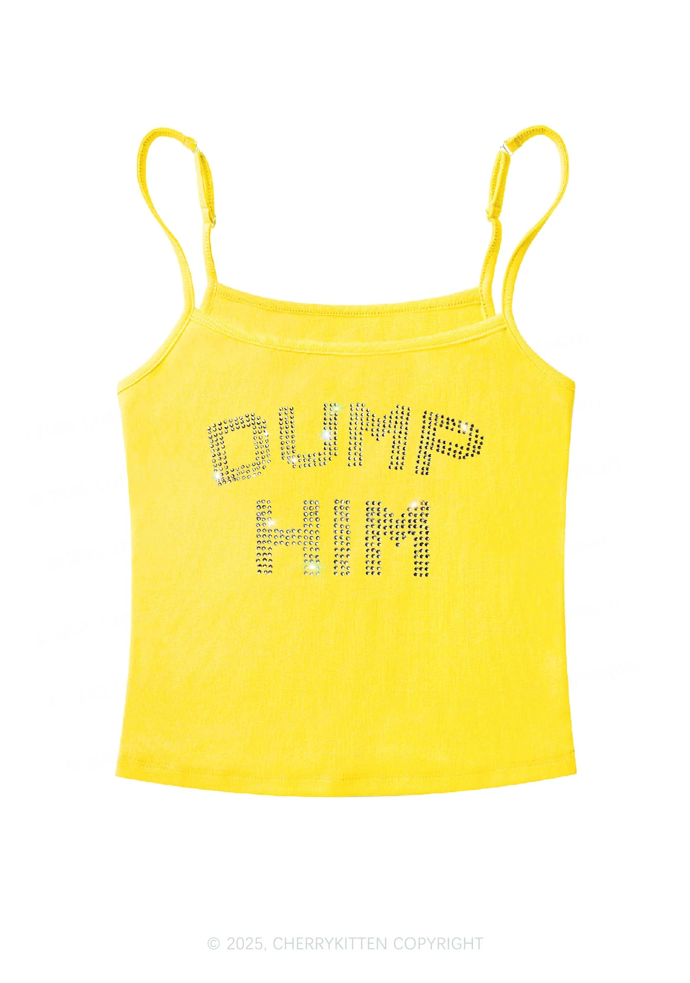 Rhinestone Dump Him Y2K Spaghetti Strap Cami Cherrykitten - Image 6