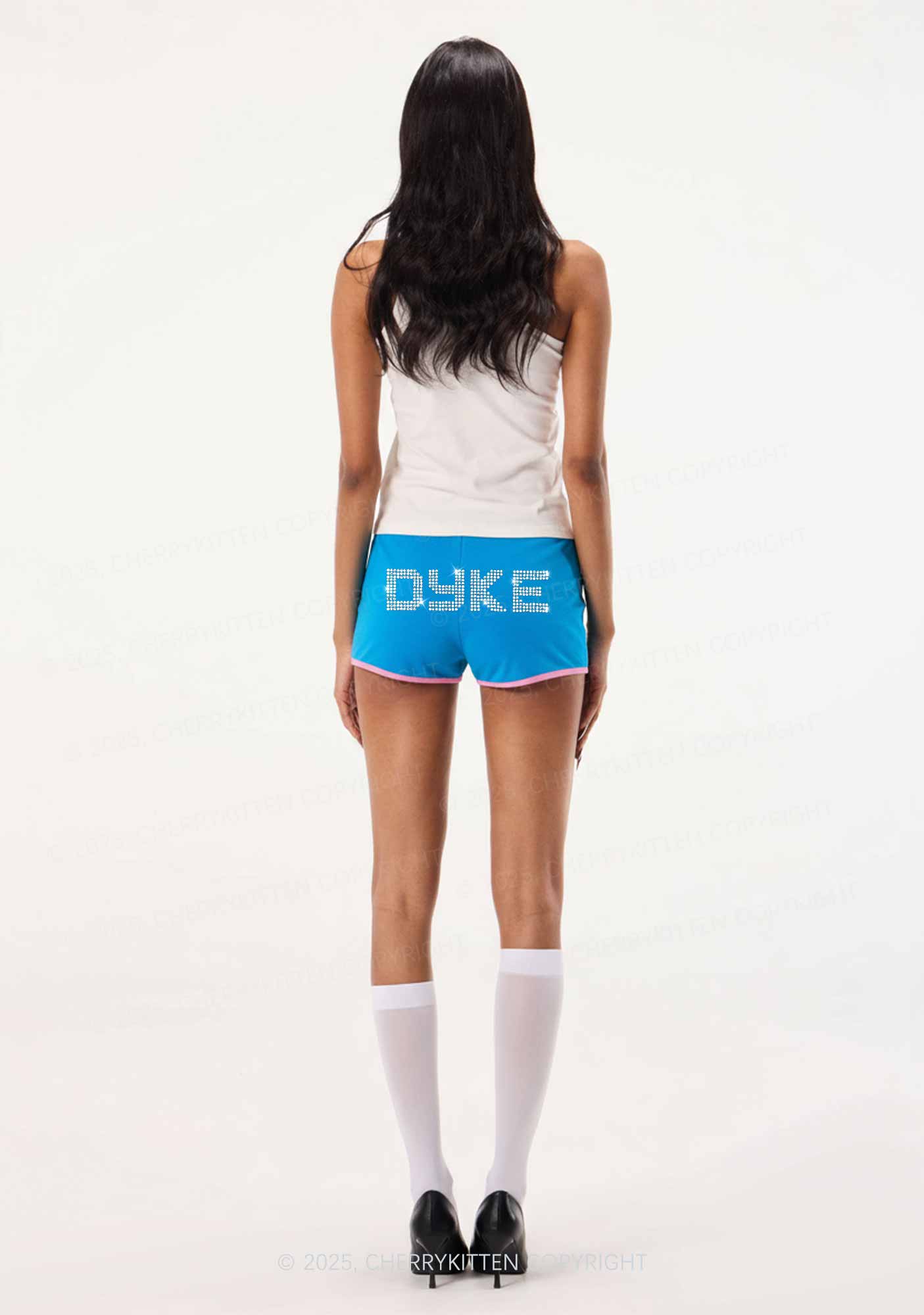 Rhinestone Dyke Pride Y2K Booty Shorts Cherrykitten - Image 2