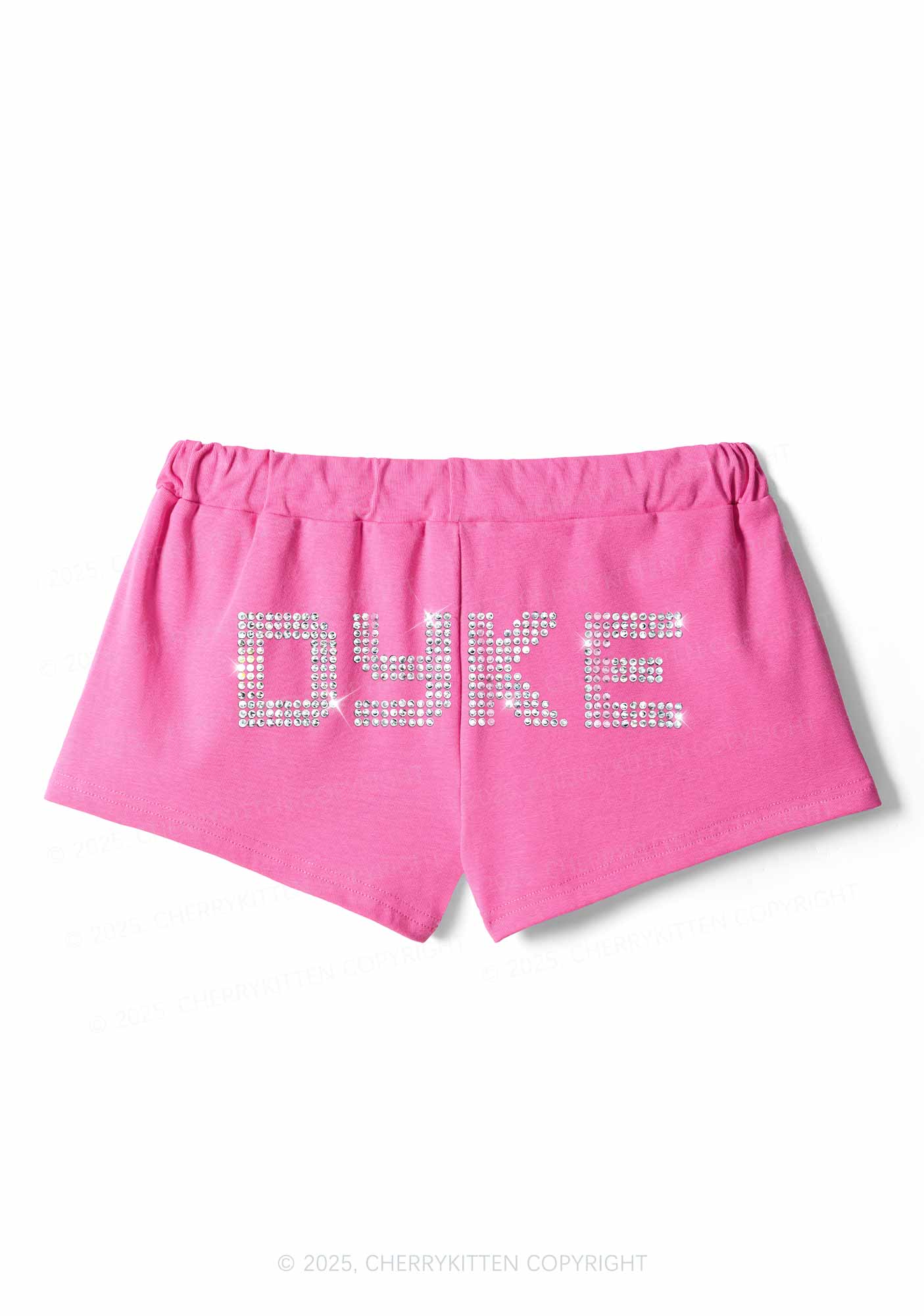 Rhinestone Dyke Pride Y2K Drawstring Mini Shorts Cherrykitten - Image 3