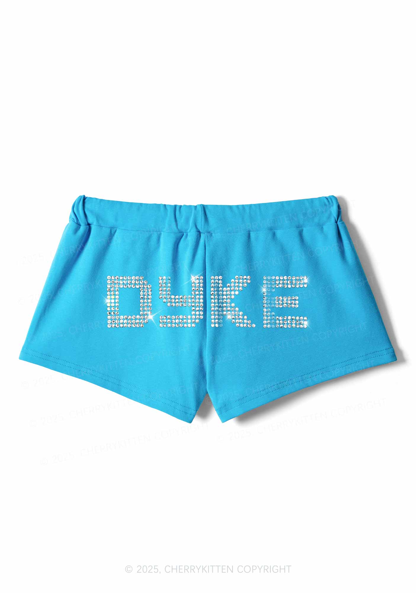 Rhinestone Dyke Pride Y2K Drawstring Mini Shorts Cherrykitten - Image 4