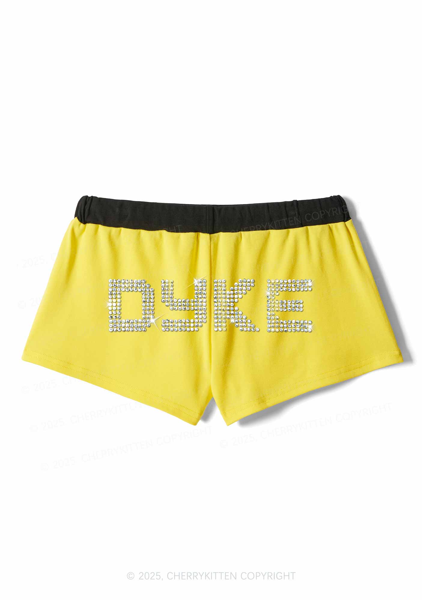 Rhinestone Dyke Pride Y2K Drawstring Mini Shorts Cherrykitten - Image 5