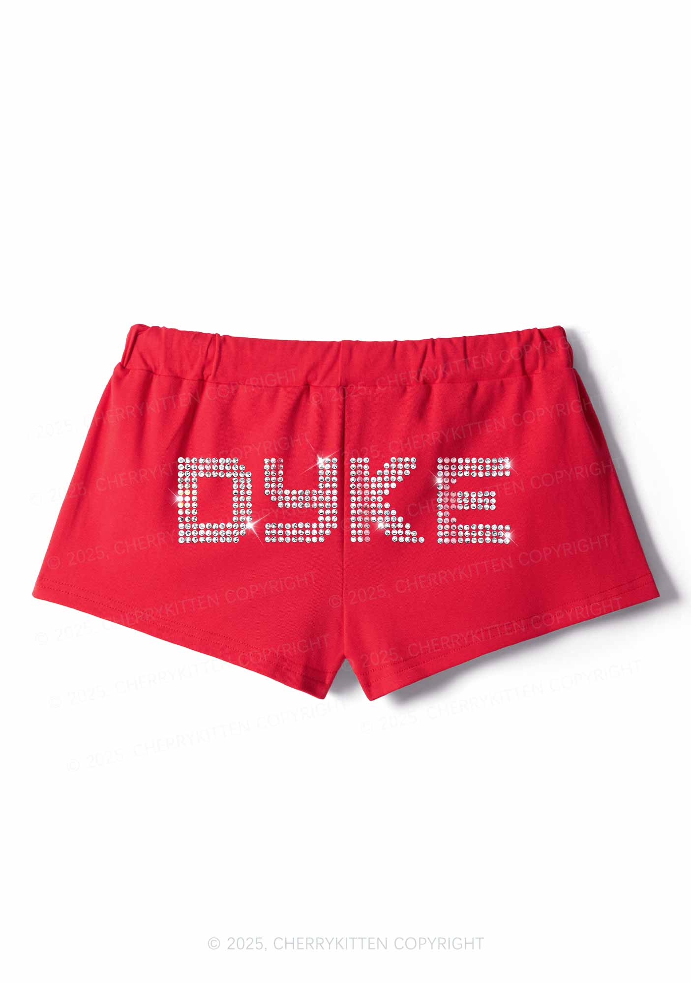 Rhinestone Dyke Pride Y2K Drawstring Mini Shorts Cherrykitten - Image 6