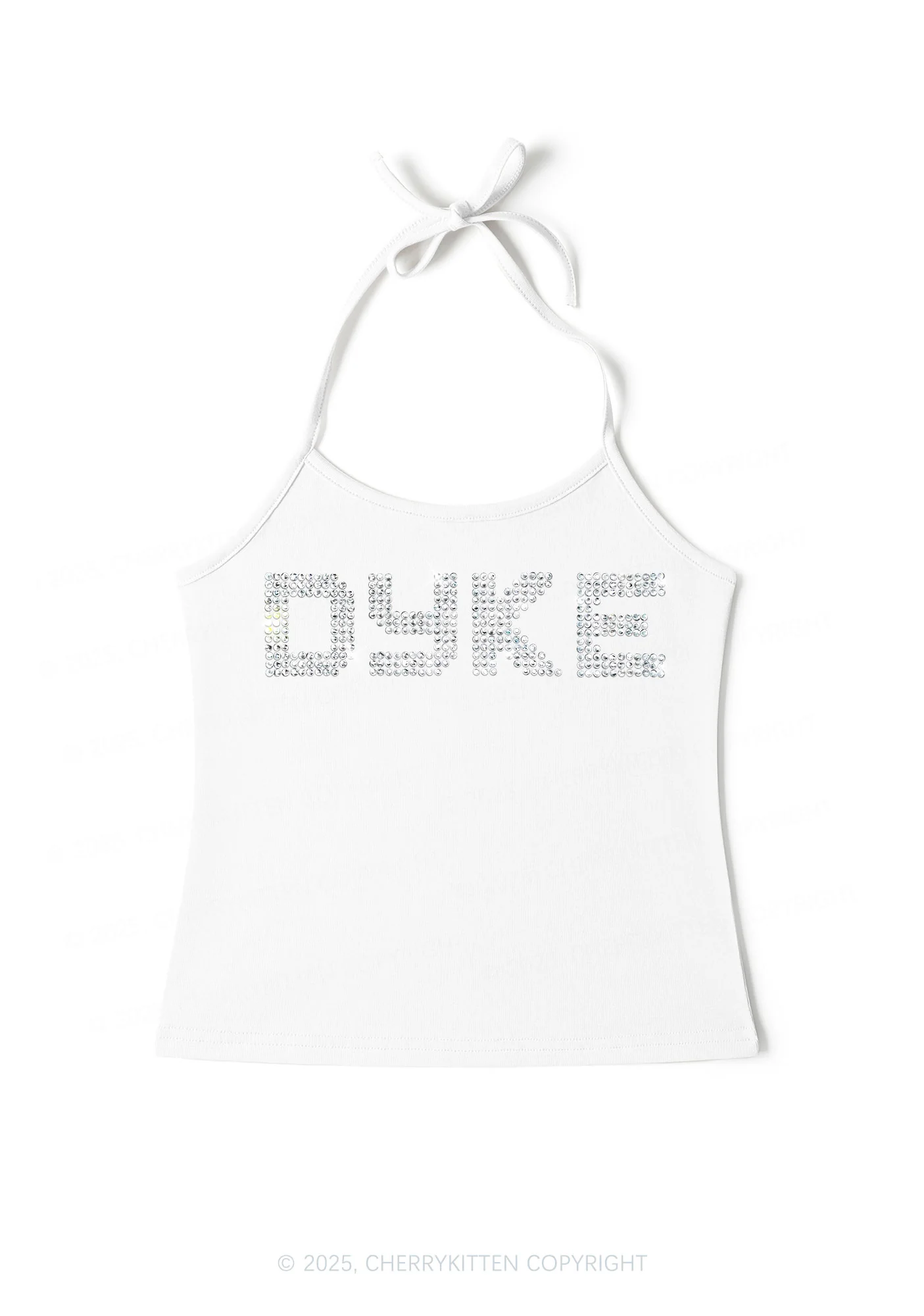 Rhinestone Dyke Pride Y2K Halter Neck Cami Cherrykitten - Image 3