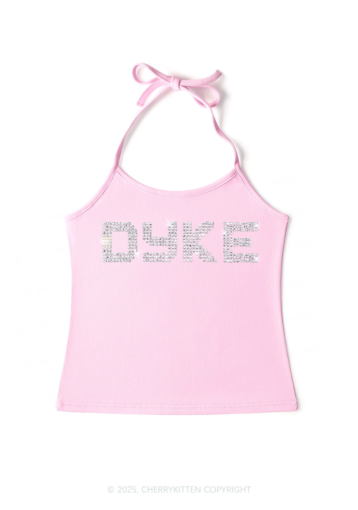 Rhinestone Dyke Pride Y2K Halter Neck Cami Cherrykitten - Image 6