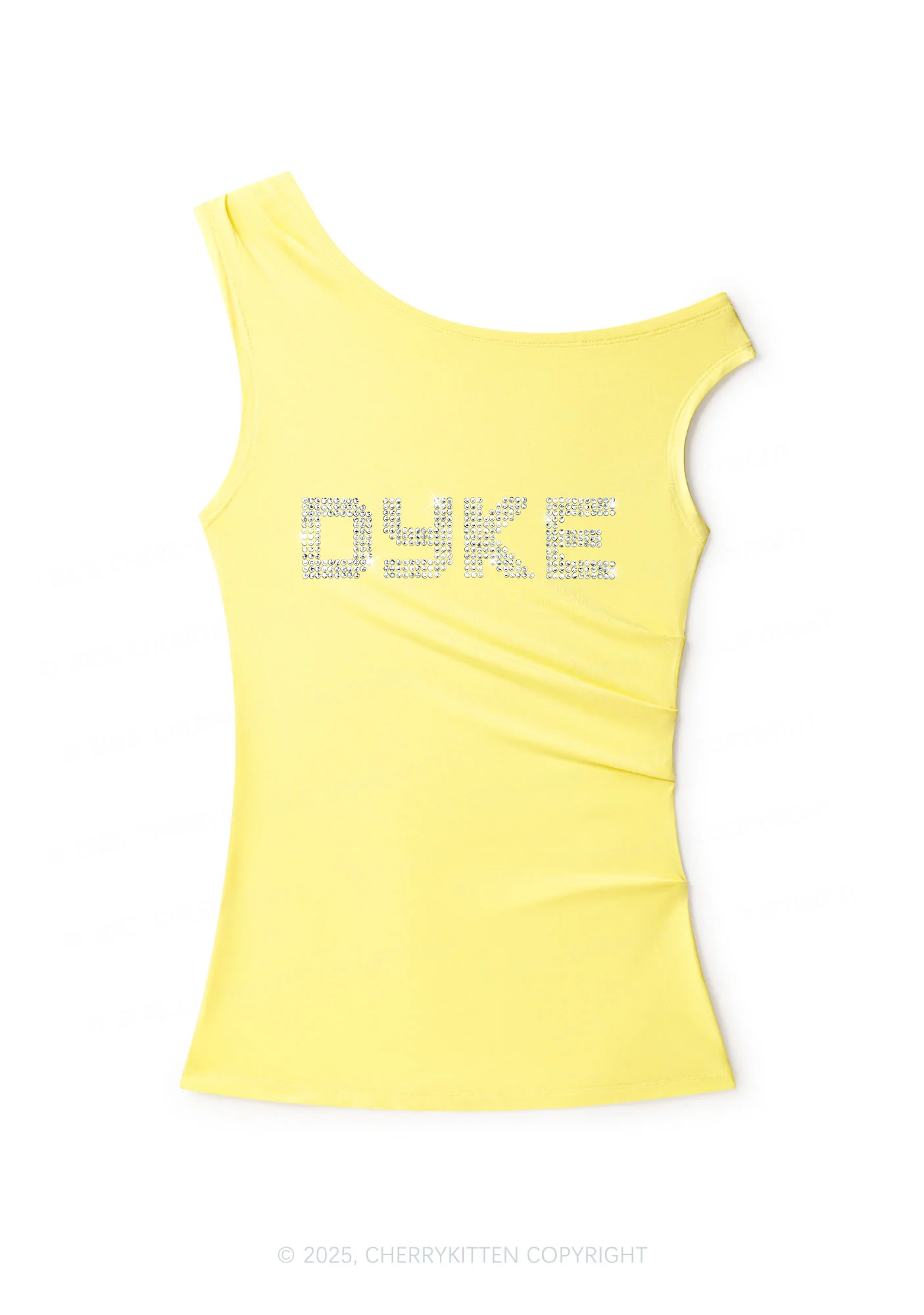 Rhinestone Dyke Pride Y2K Off Shoulder Tank Top Cherrykitten - Image 2