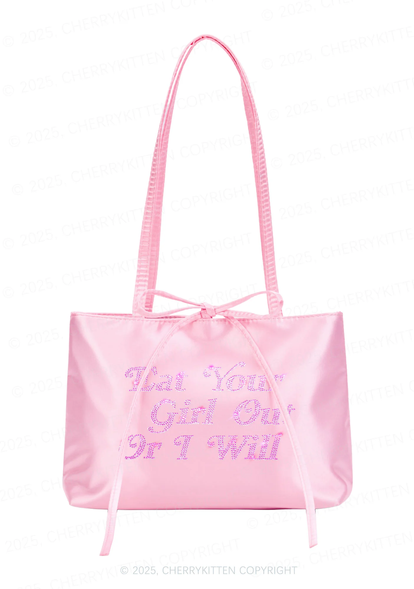 Rhinestone Eat Your Girl Out Y2K Satin Bags Cherrykitten - Image 3