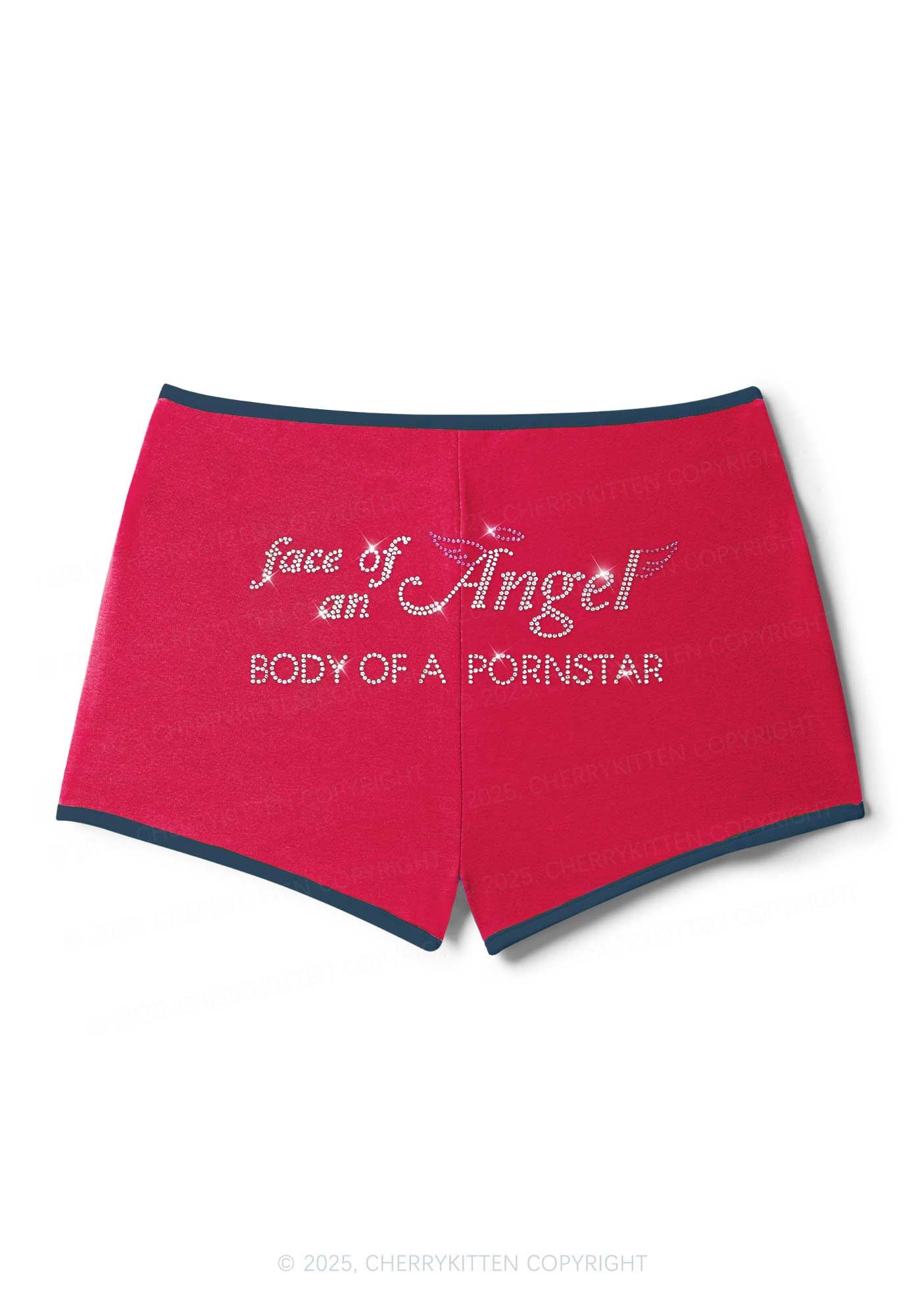 Rhinestone Face Of An Angel Y2K Booty Shorts Cherrykitten - Image 4