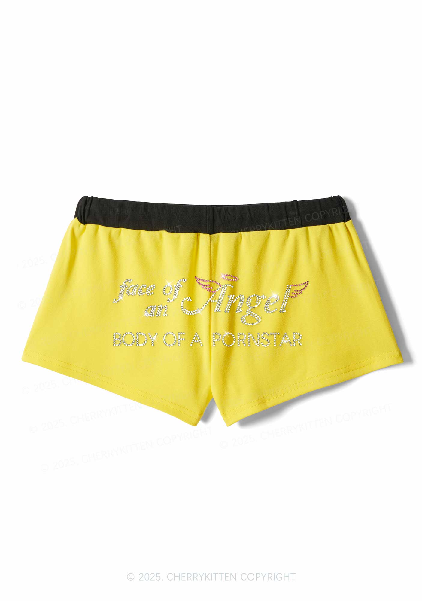 Rhinestone Face Of An Angel Y2K Drawstring Mini Shorts Cherrykitten - Image 6