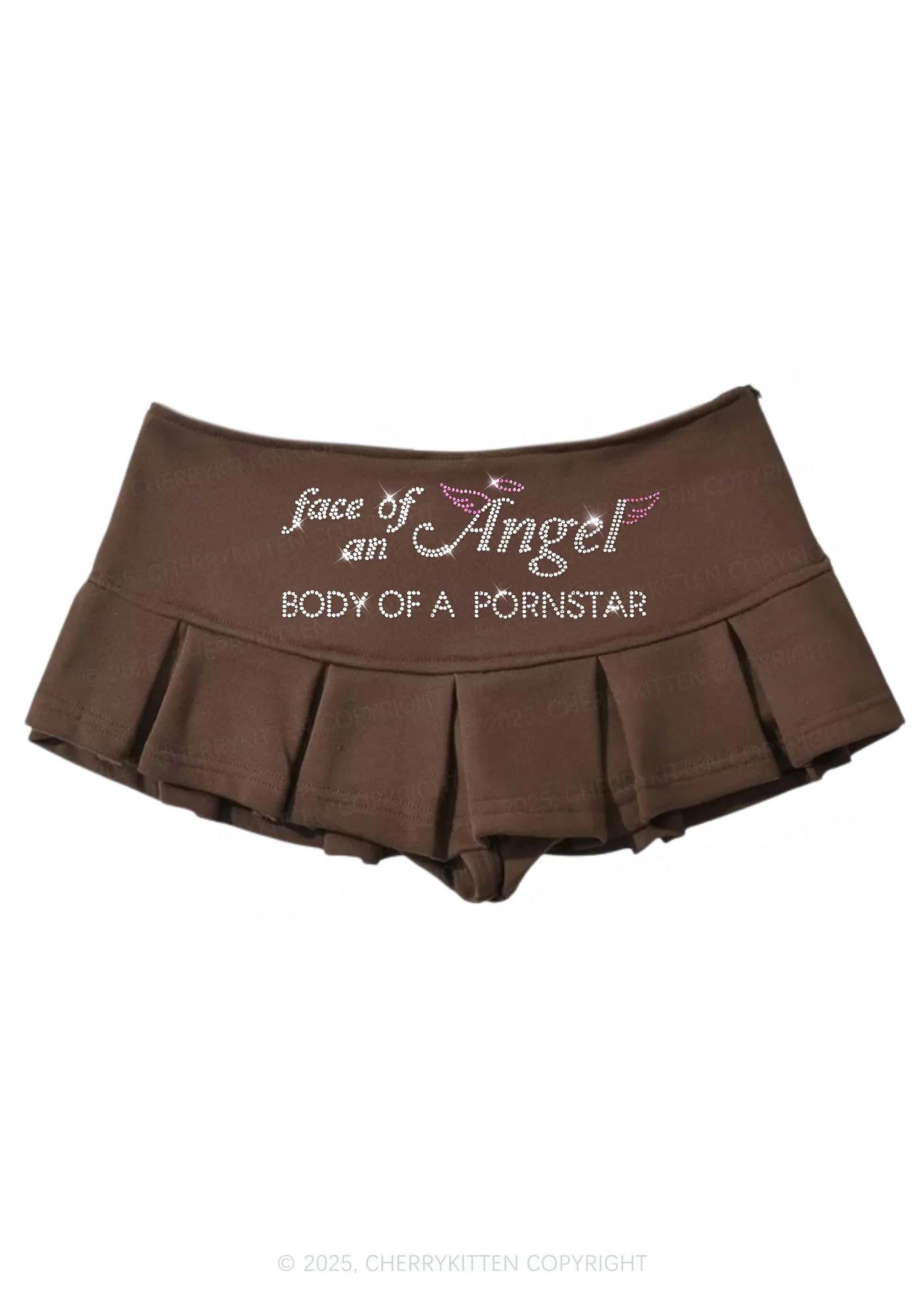 Rhinestone Face Of An Angel Y2K Mini Pleated Skirts Cherrykitten - Image 3