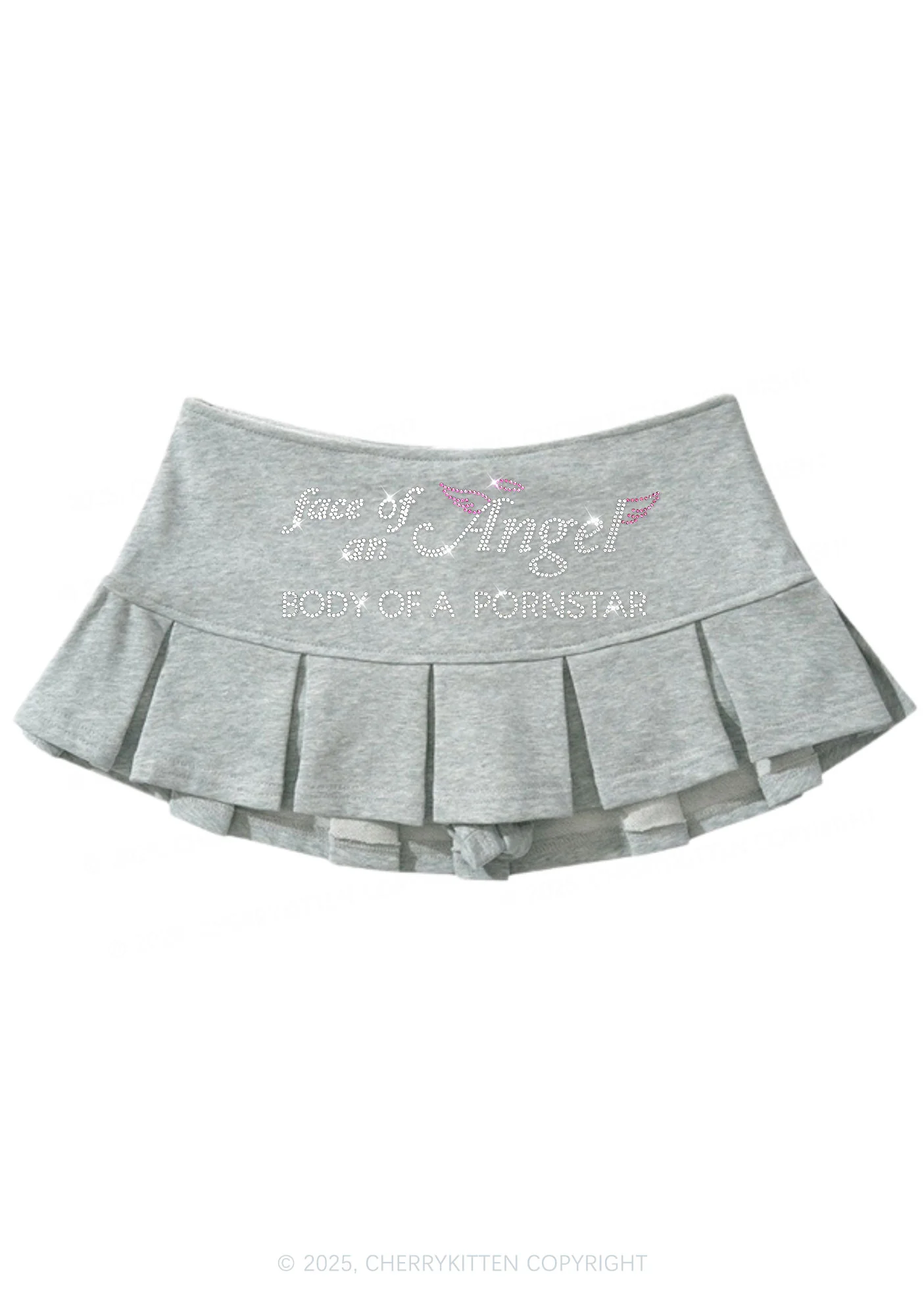 Rhinestone Face Of An Angel Y2K Mini Pleated Skirts Cherrykitten - Image 4