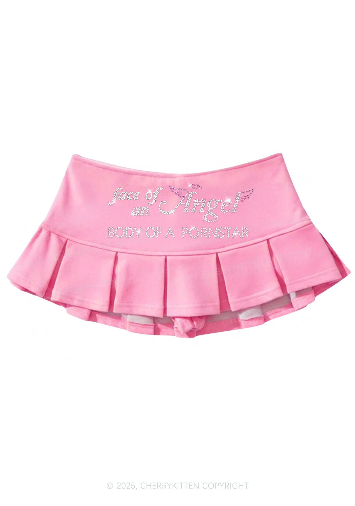 Rhinestone Face Of An Angel Y2K Mini Pleated Skirts Cherrykitten - Image 5