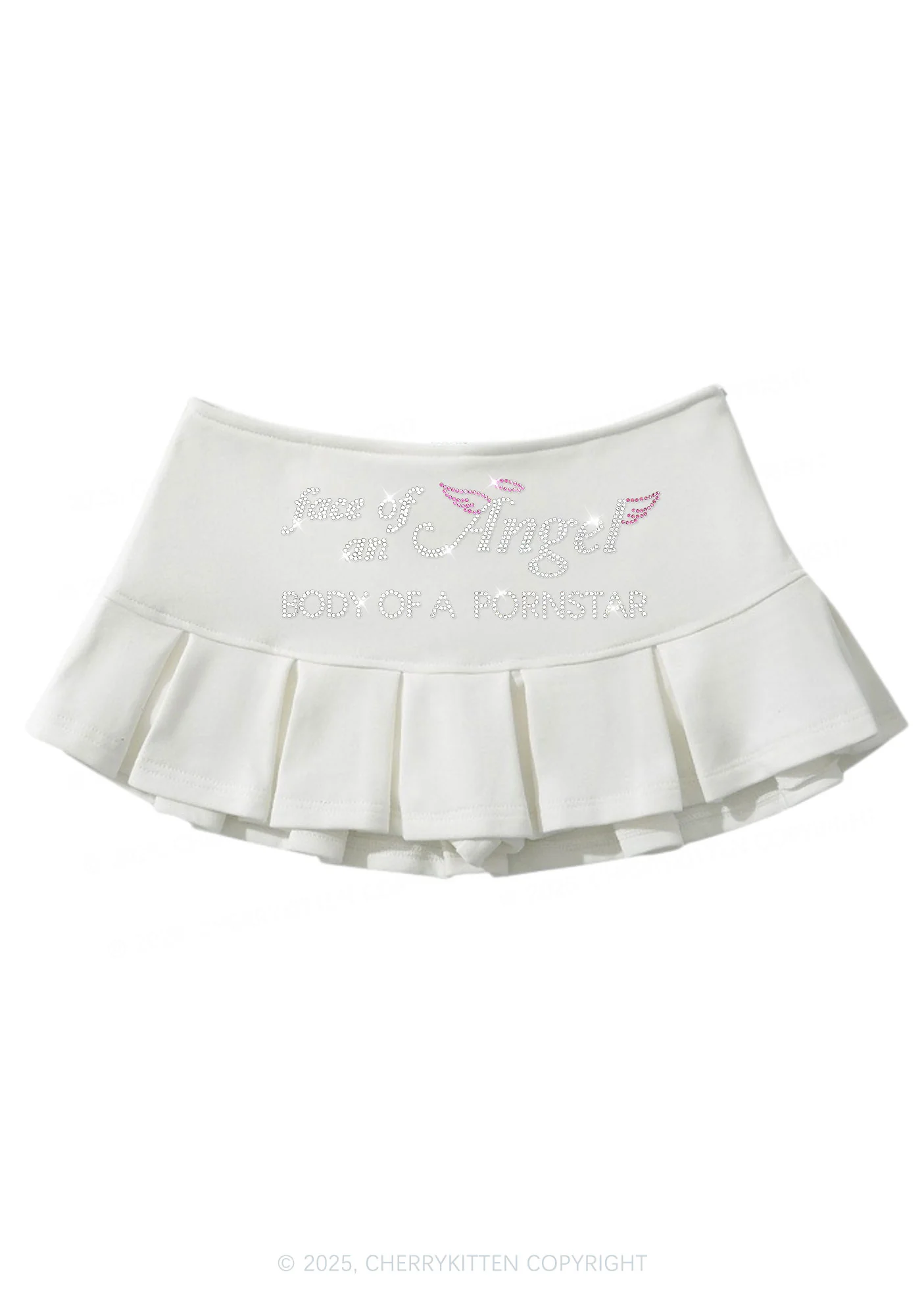 Rhinestone Face Of An Angel Y2K Mini Pleated Skirts Cherrykitten - Image 6