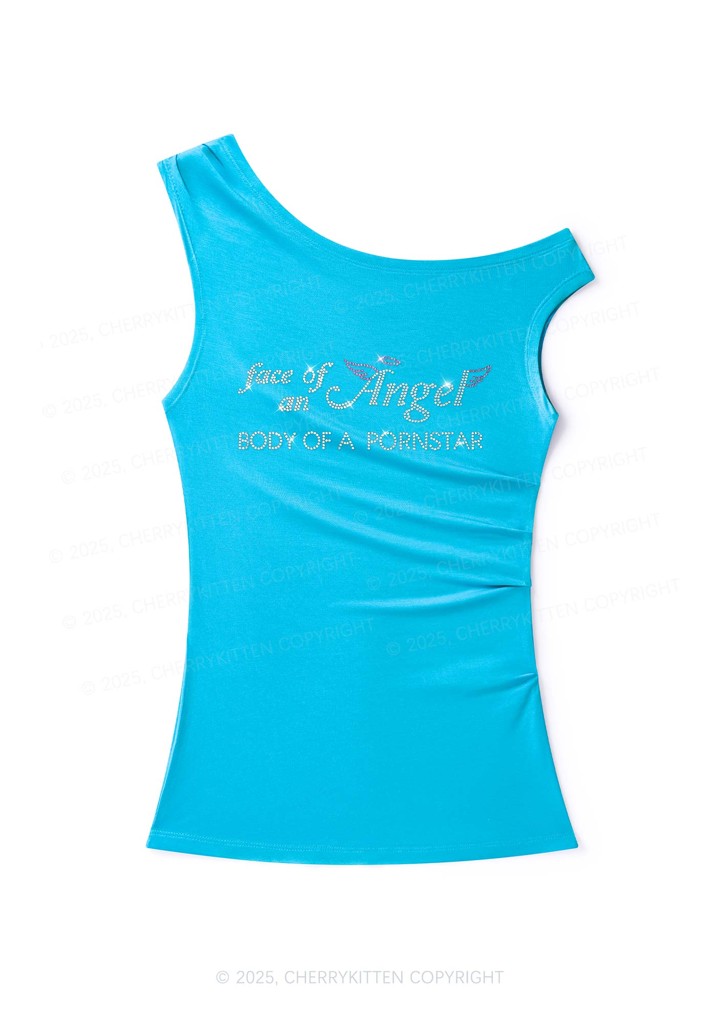 Rhinestone Face Of An Angel Y2K Off Shoulder Tank Top Cherrykitten - Image 3