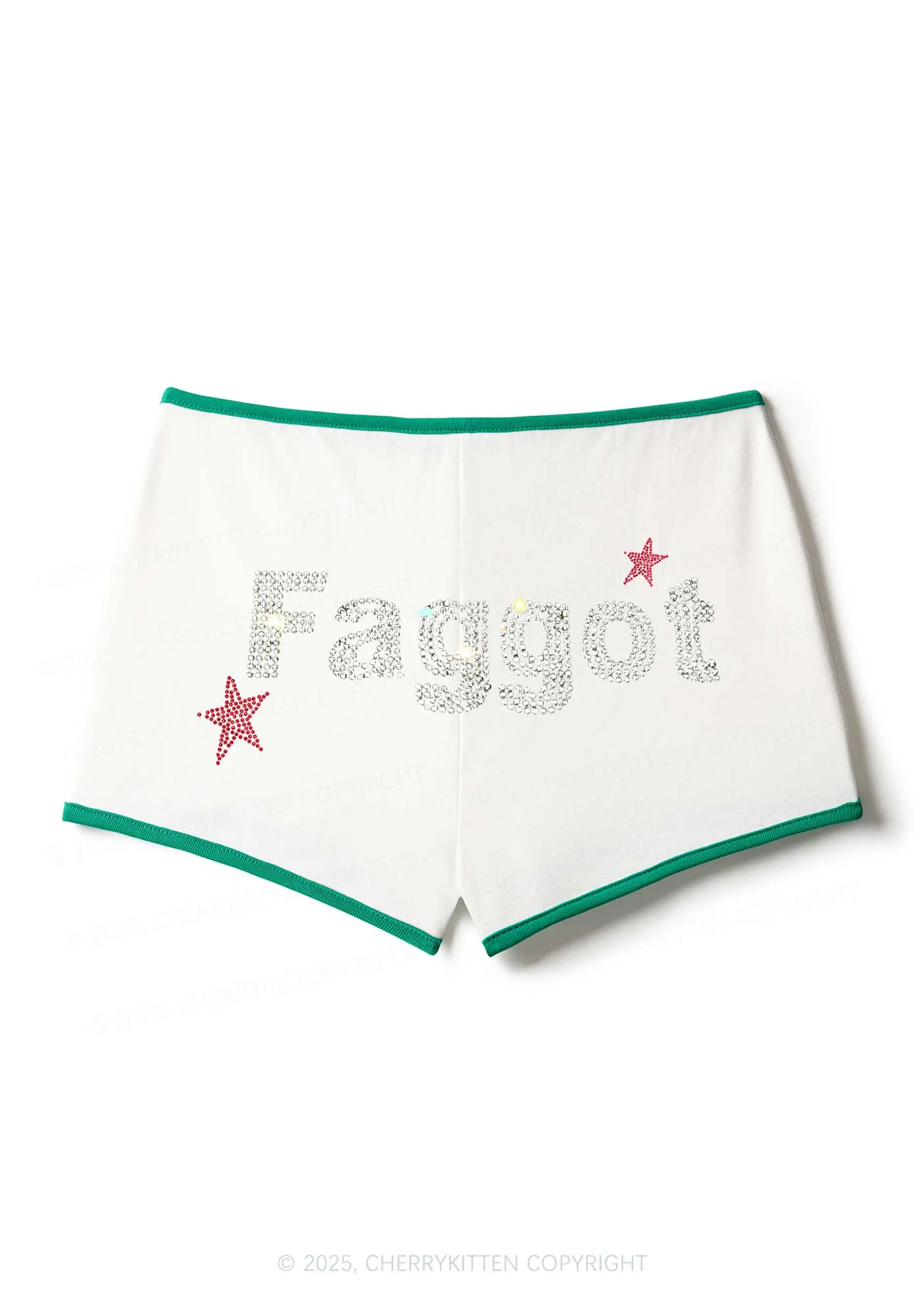 Rhinestone Faggot Pride Y2K Booty Shorts Cherrykitten - Image 3