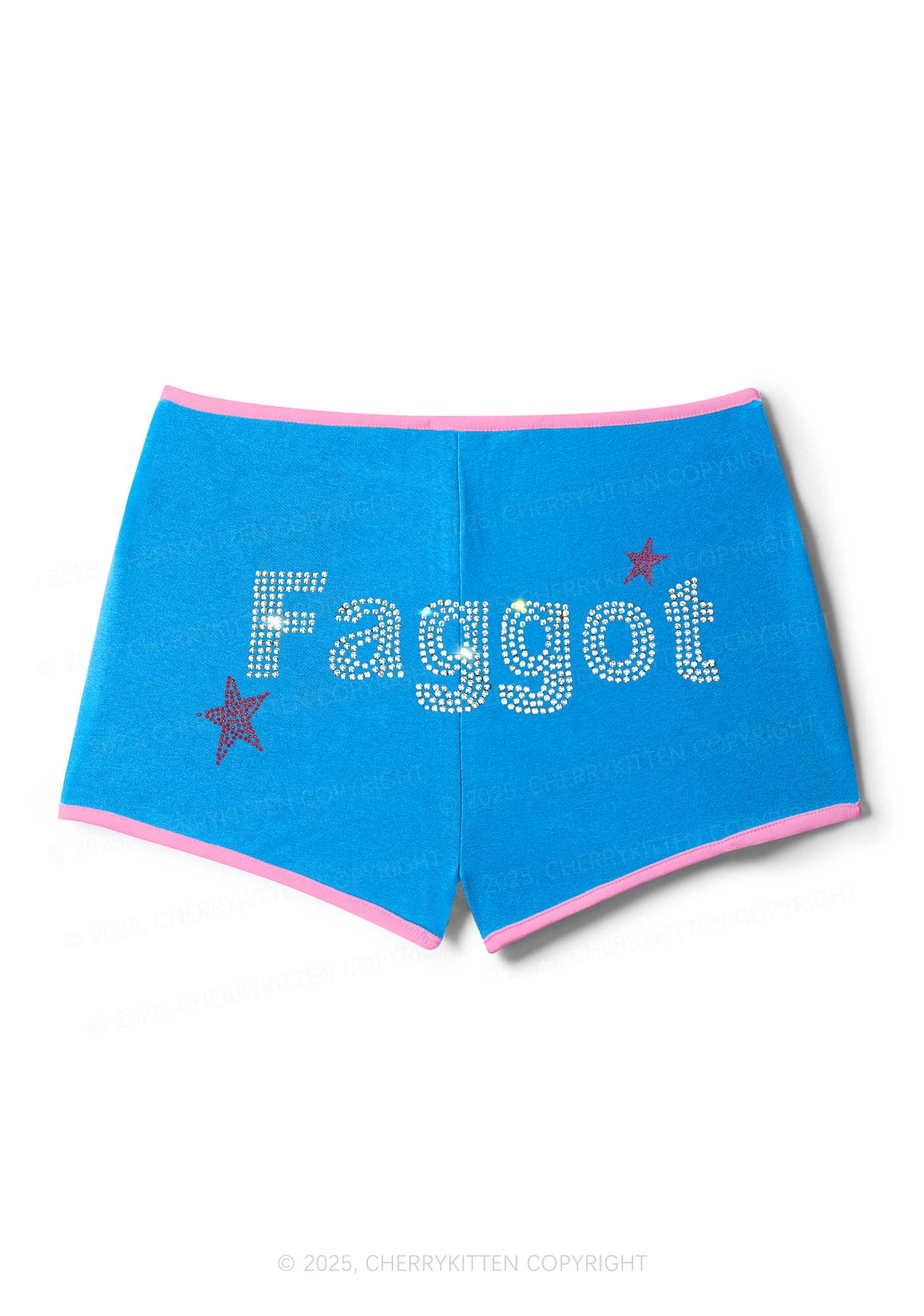 Rhinestone Faggot Pride Y2K Booty Shorts Cherrykitten - Image 4