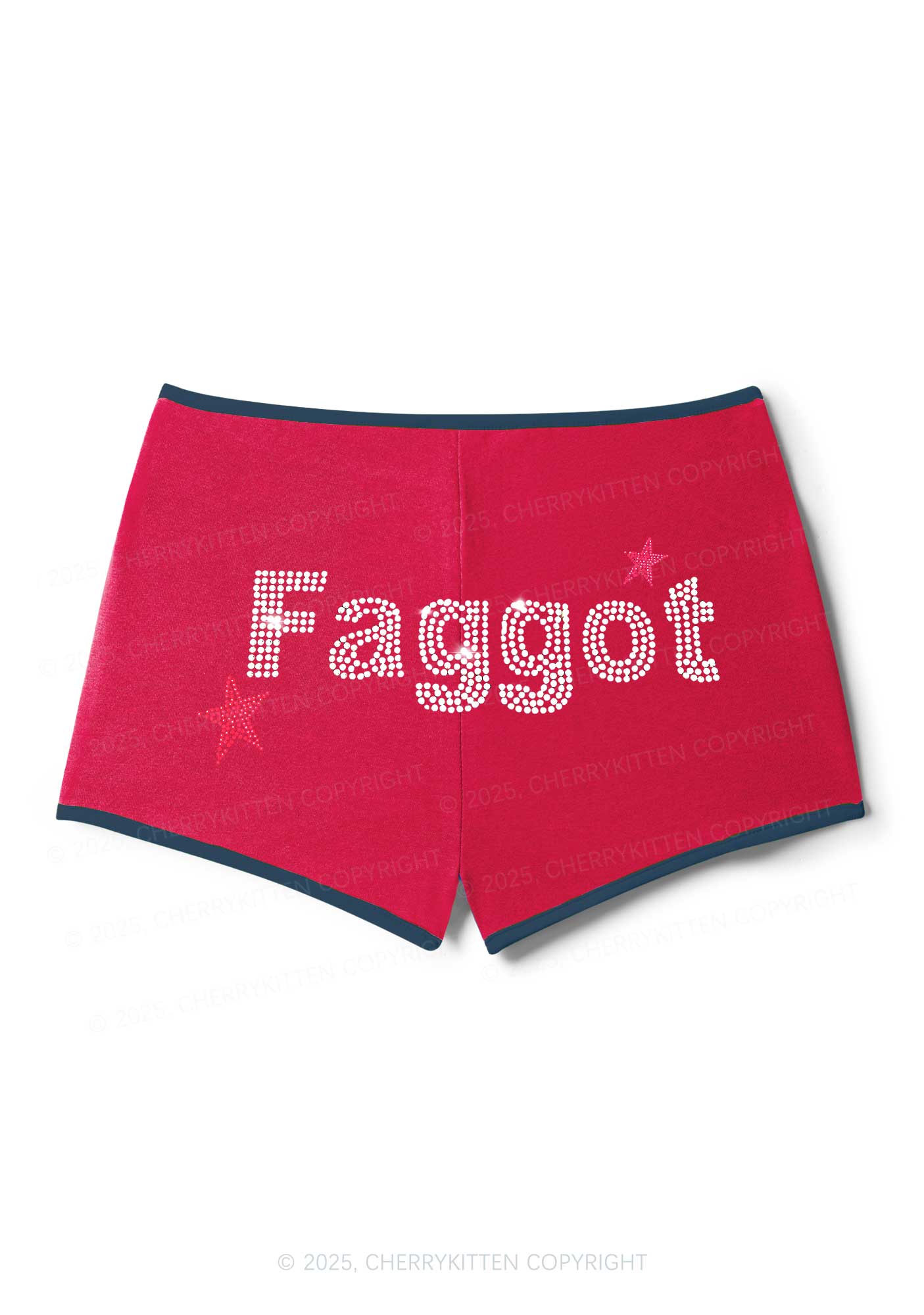 Rhinestone Faggot Pride Y2K Booty Shorts Cherrykitten - Image 5