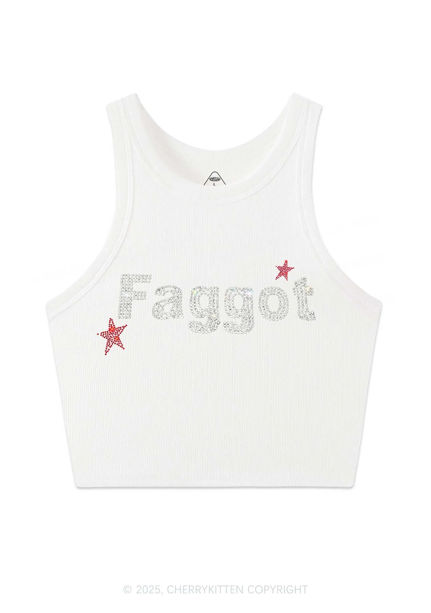 Rhinestone Faggot Pride Y2K Crop Tank Top Cherrykitten - Image 3