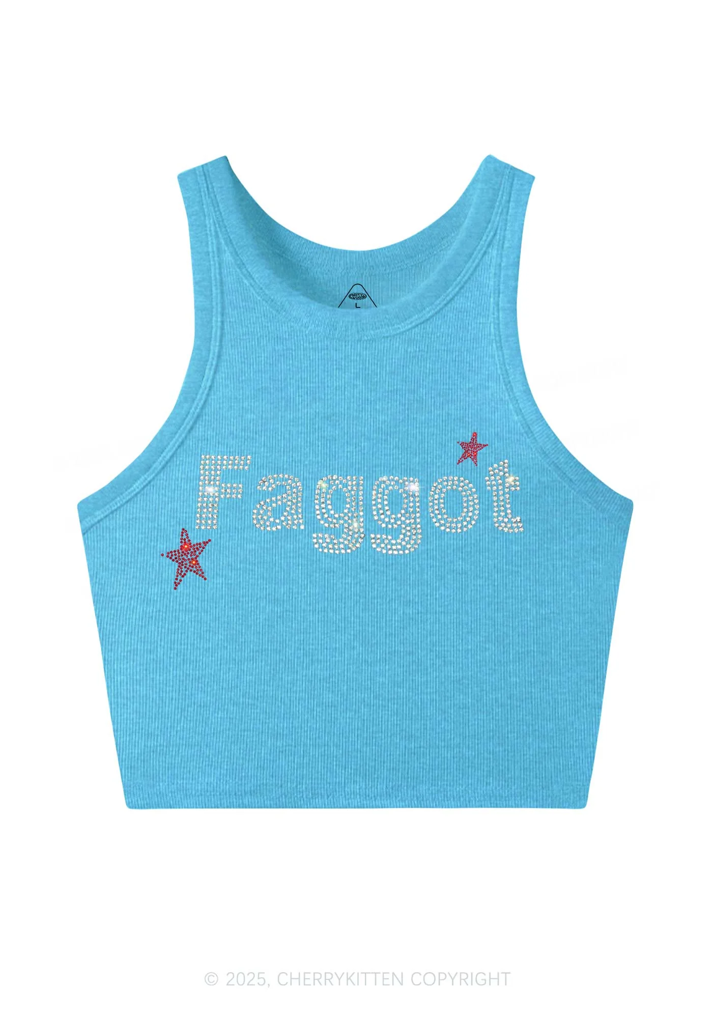 Rhinestone Faggot Pride Y2K Crop Tank Top Cherrykitten - Image 4