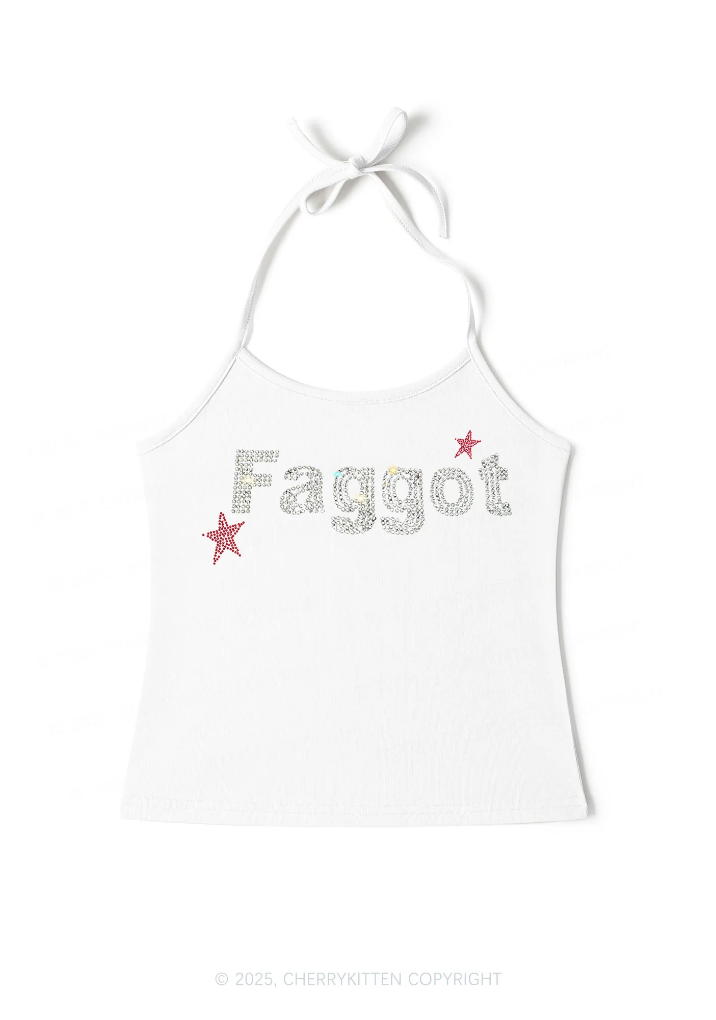 Rhinestone Faggot Pride Y2K Halter Neck Cami Cherrykitten - Image 3