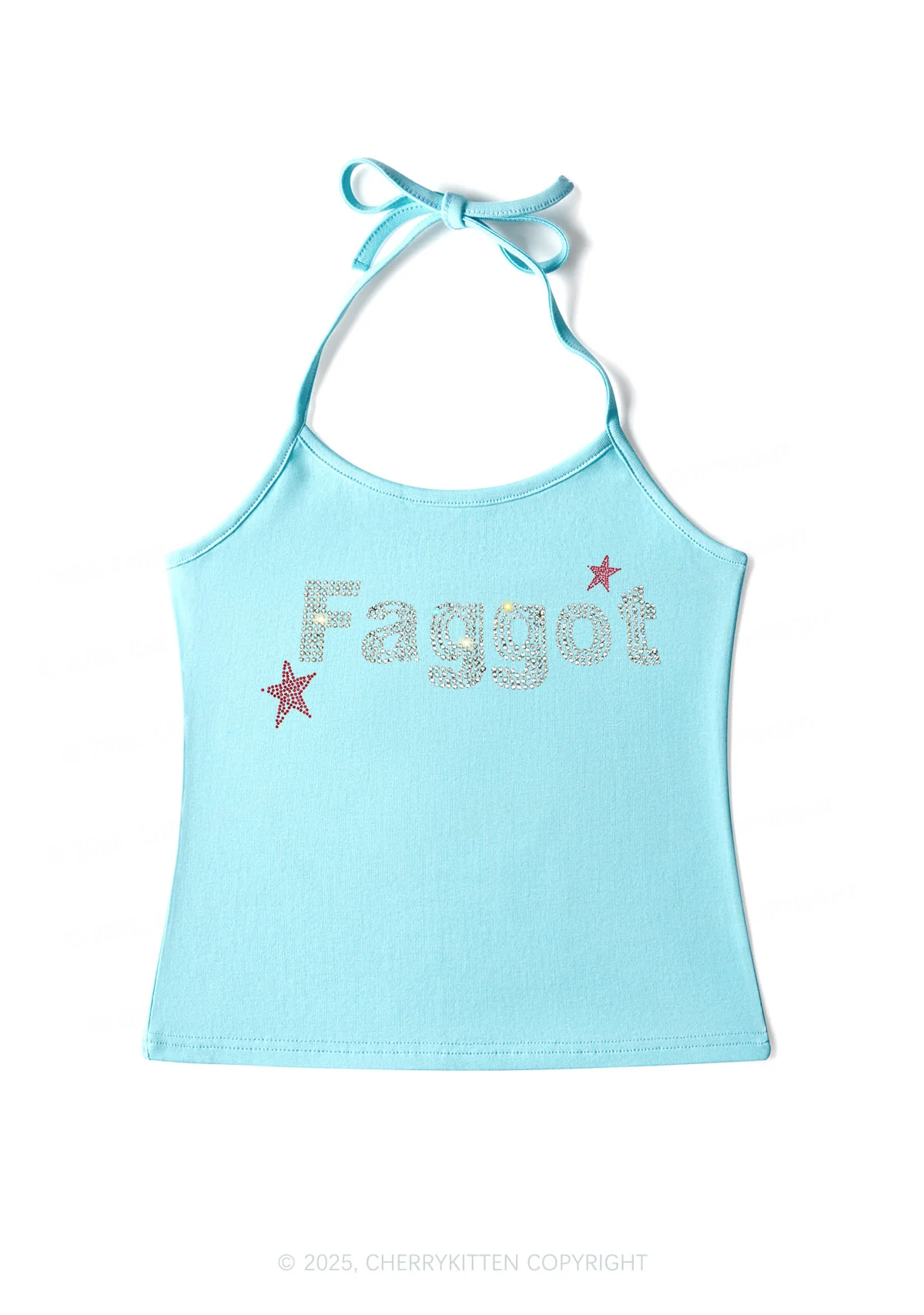 Rhinestone Faggot Pride Y2K Halter Neck Cami Cherrykitten - Image 4