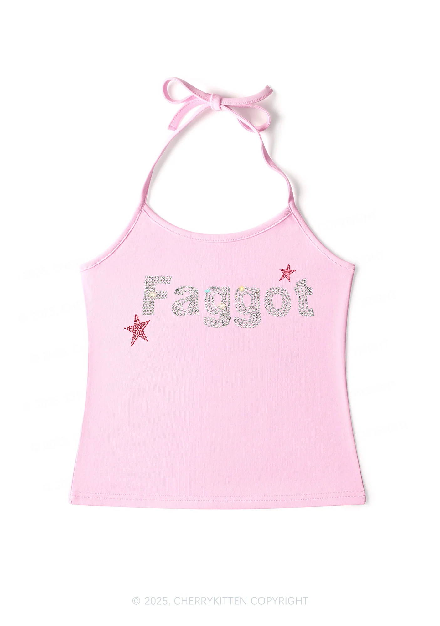Rhinestone Faggot Pride Y2K Halter Neck Cami Cherrykitten - Image 5