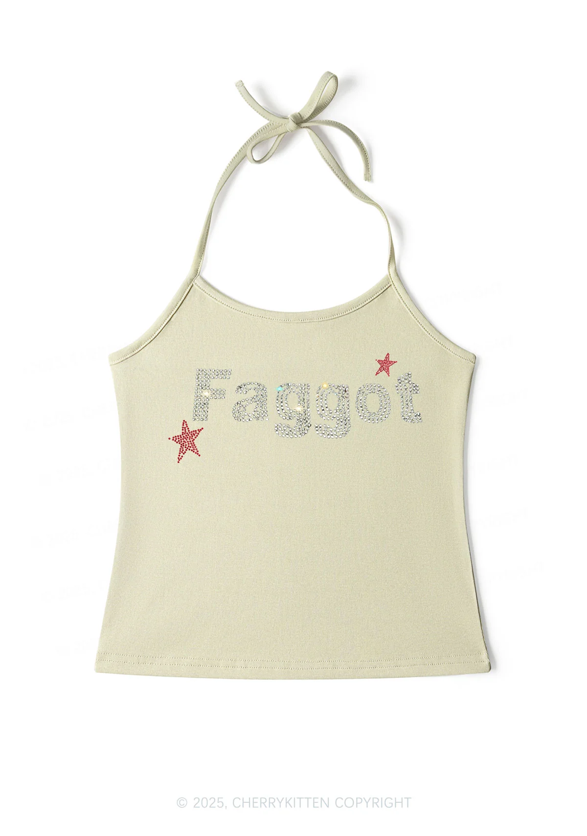 Rhinestone Faggot Pride Y2K Halter Neck Cami Cherrykitten - Image 6