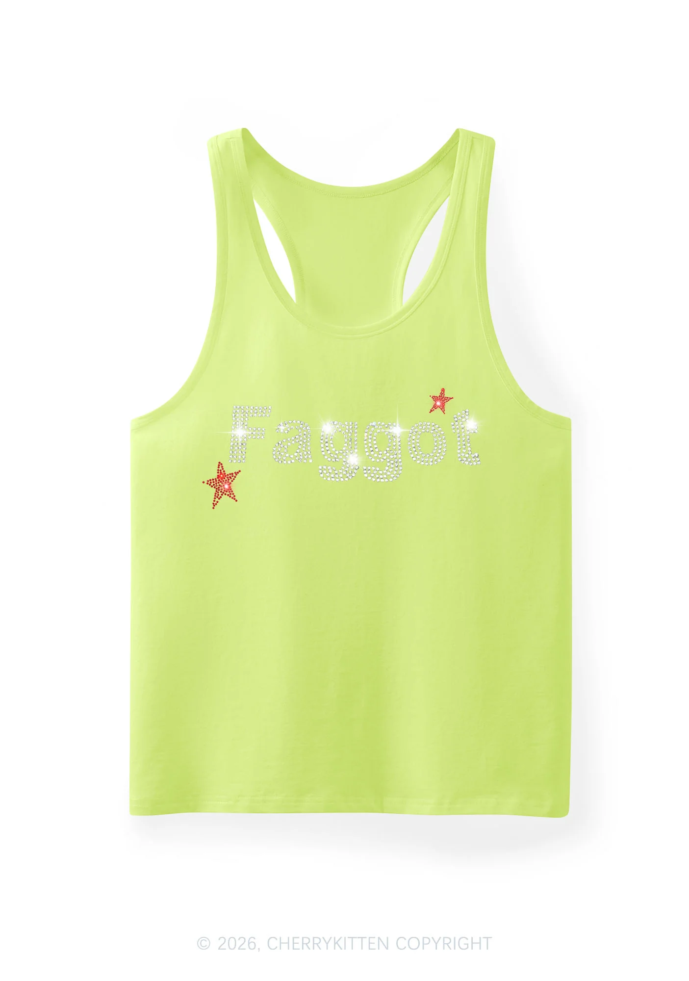 Rhinestone Faggot Pride Y2K Men Racerback Tank Top Cherrykitten - Image 10