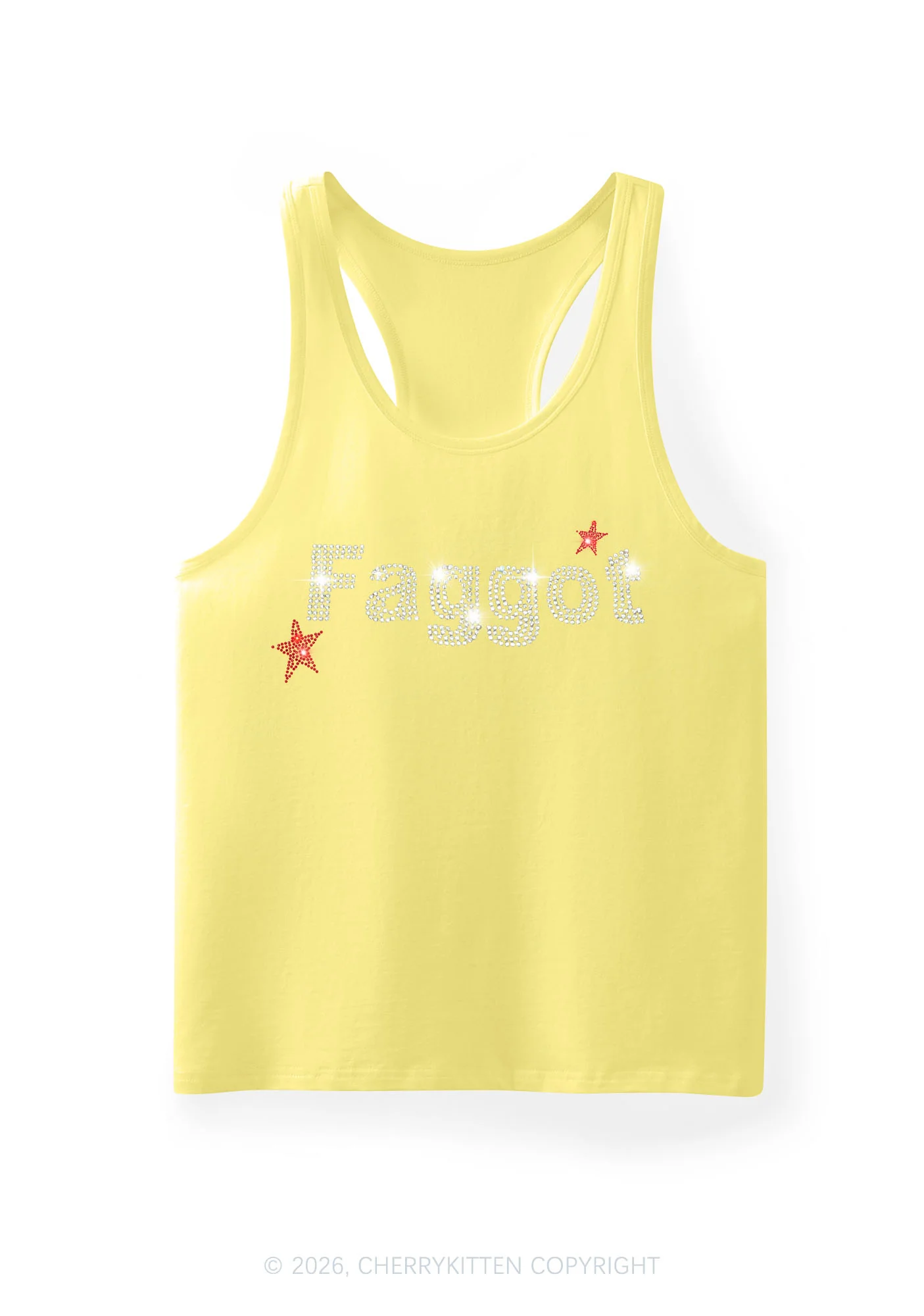 Rhinestone Faggot Pride Y2K Men Racerback Tank Top Cherrykitten - Image 11