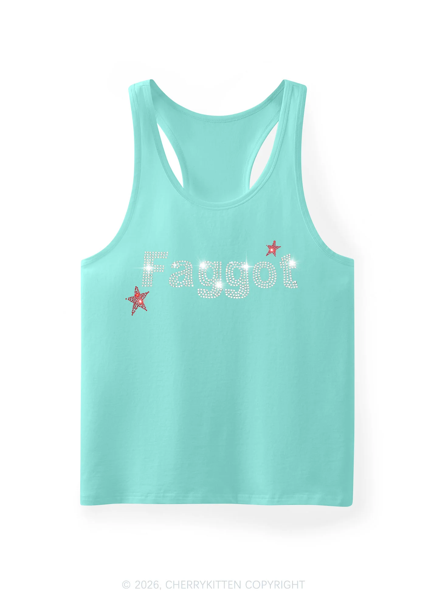 Rhinestone Faggot Pride Y2K Men Racerback Tank Top Cherrykitten - Image 12
