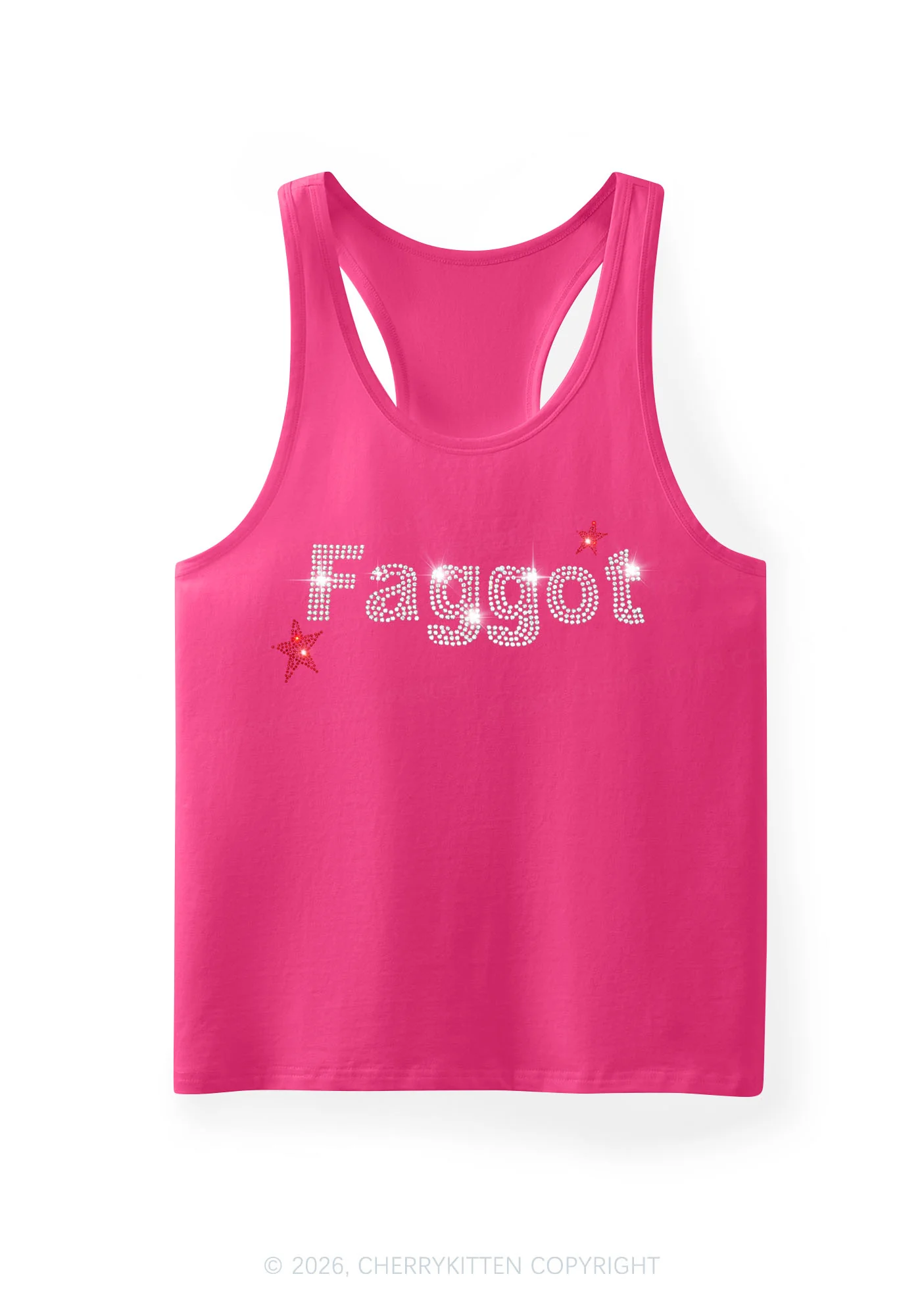 Rhinestone Faggot Pride Y2K Men Racerback Tank Top Cherrykitten - Image 3
