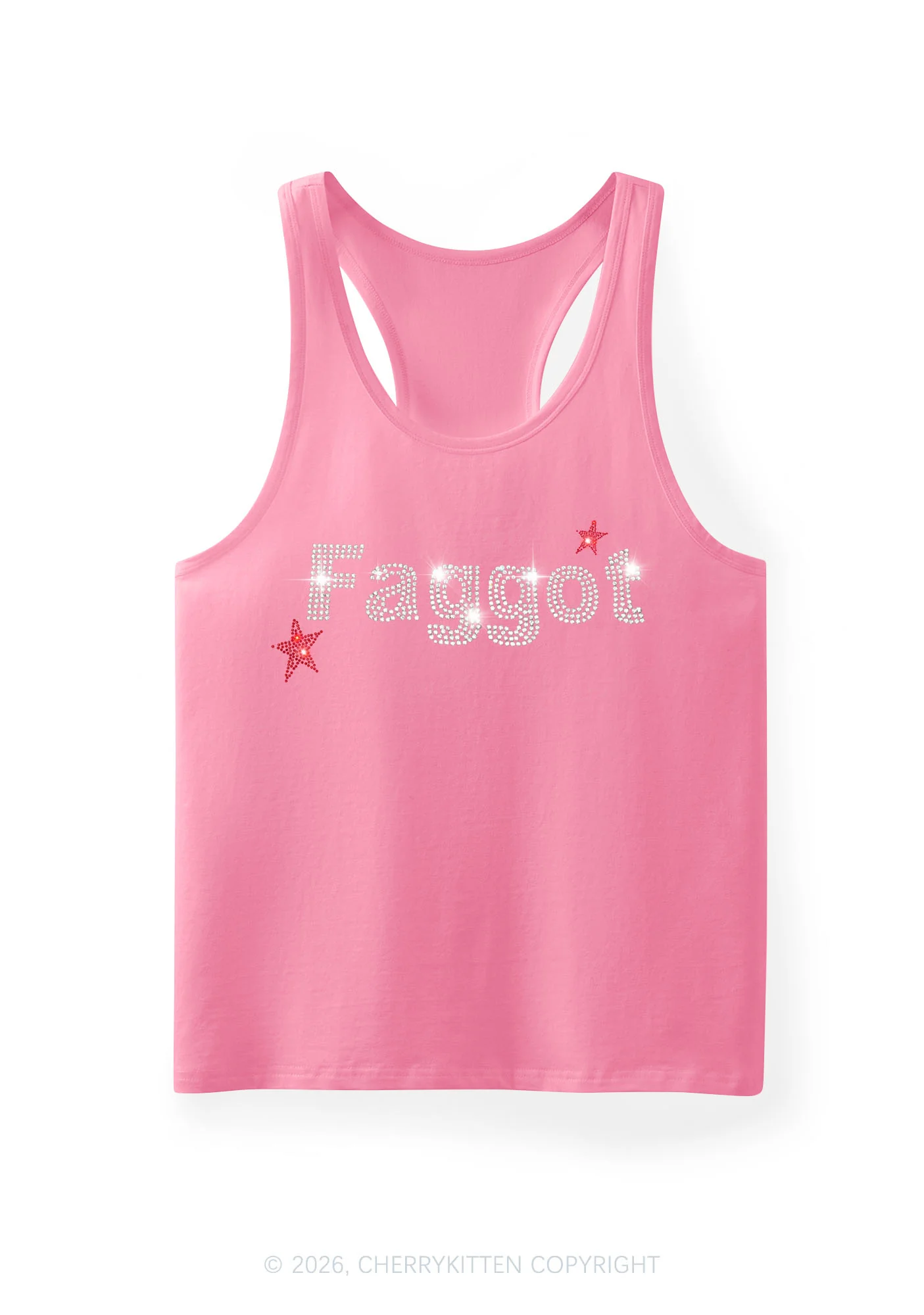 Rhinestone Faggot Pride Y2K Men Racerback Tank Top Cherrykitten - Image 4
