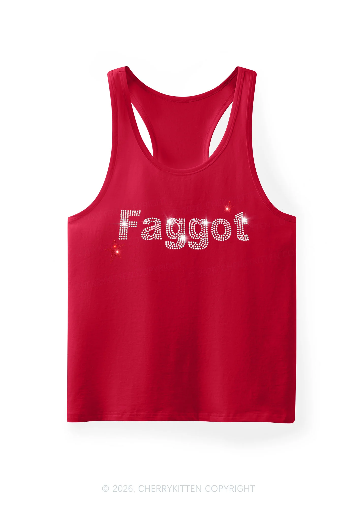 Rhinestone Faggot Pride Y2K Men Racerback Tank Top Cherrykitten - Image 5
