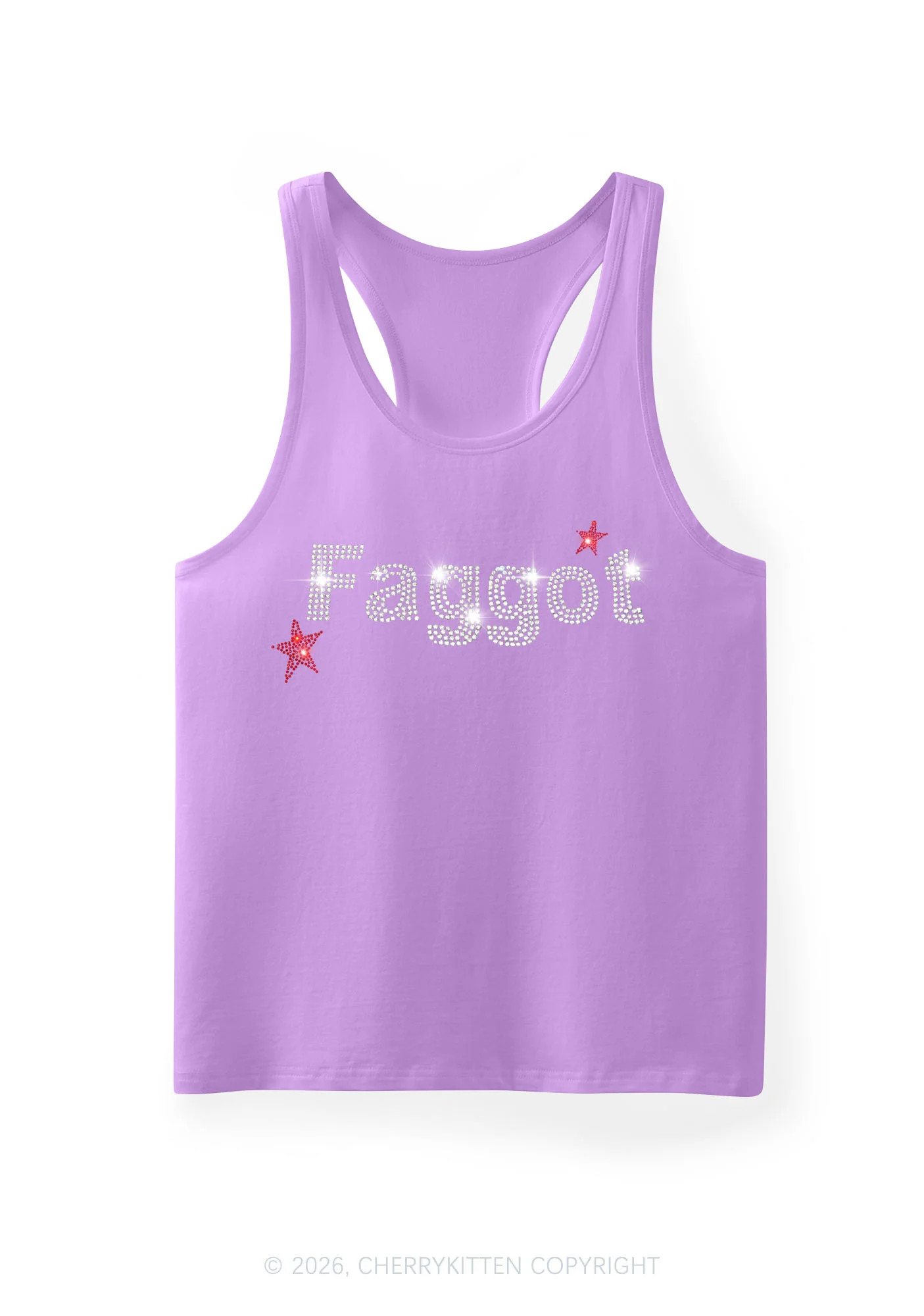 Rhinestone Faggot Pride Y2K Men Racerback Tank Top Cherrykitten - Image 6